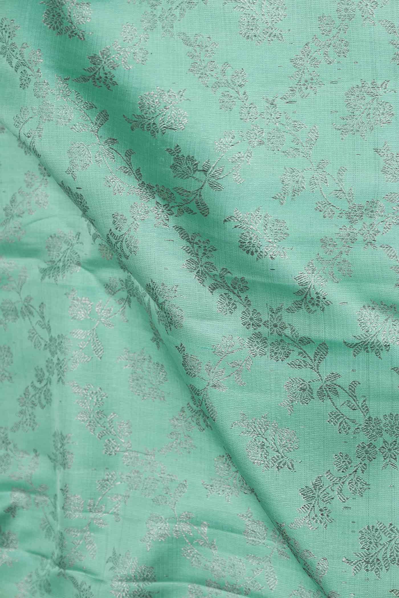 Sea Green Dual Tone Kanchipuram Silk Saree - Image 2