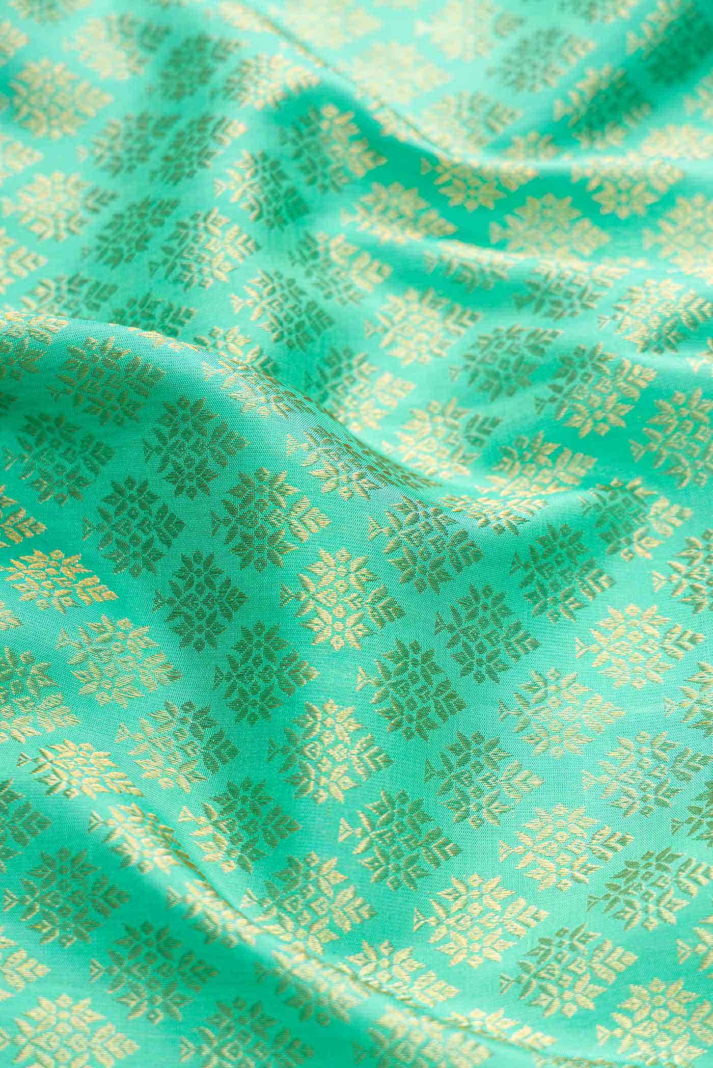 Sea Green Dual Tone Kanchipuram Silk Saree - Image 3