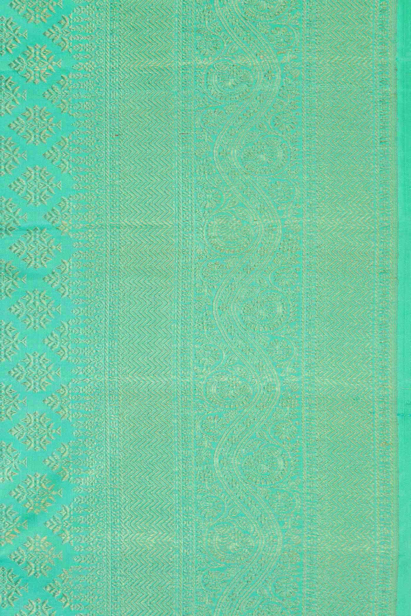 Sea Green Dual Tone Kanchipuram Silk Saree - Image 6