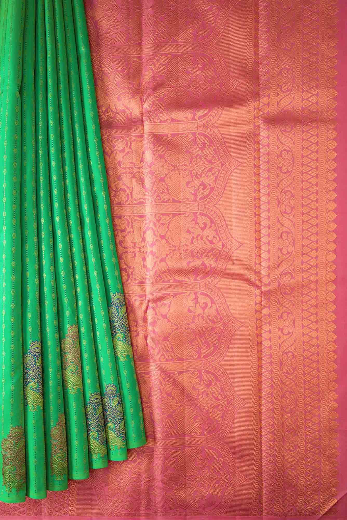 Sea Green Dual Tone Kanjivaram Silk Saree - Image 2