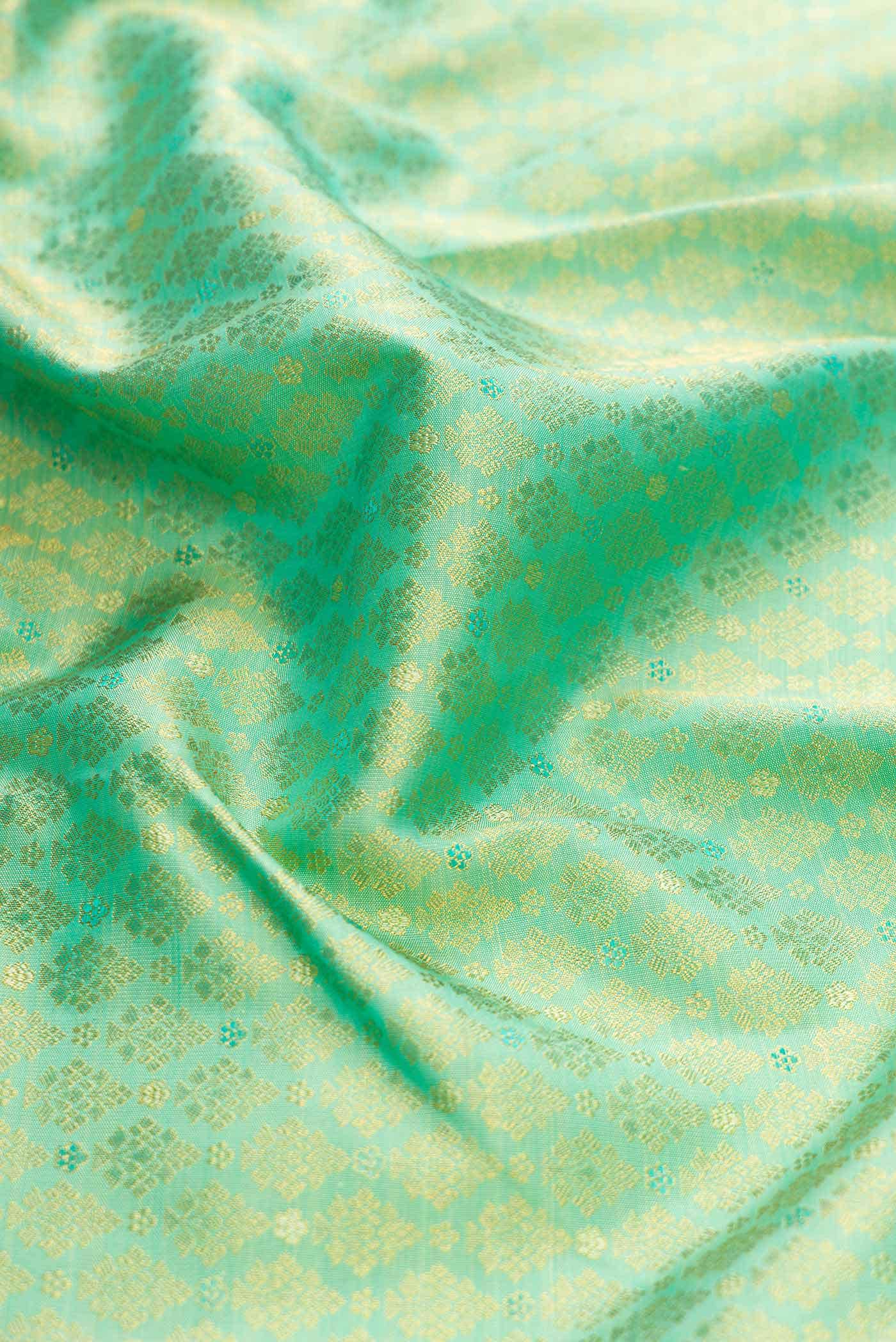 Sea Green Dual Tone Kanjivaram Silk Saree - Image 3