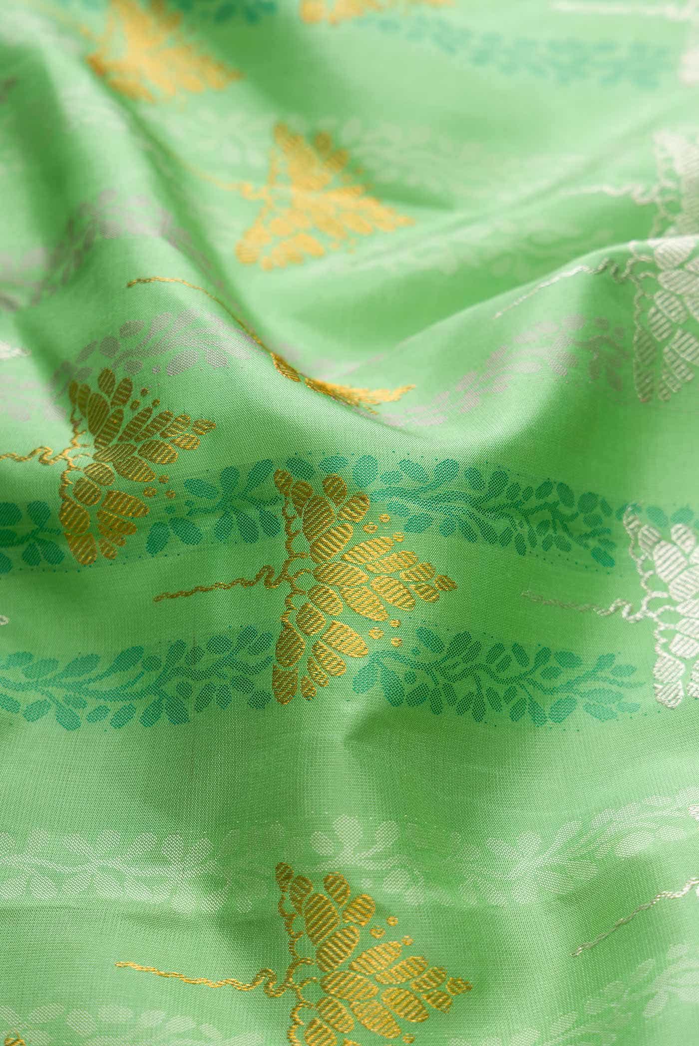 Sea Green Dual Tone Kanchipuram Silk Saree - Image 3