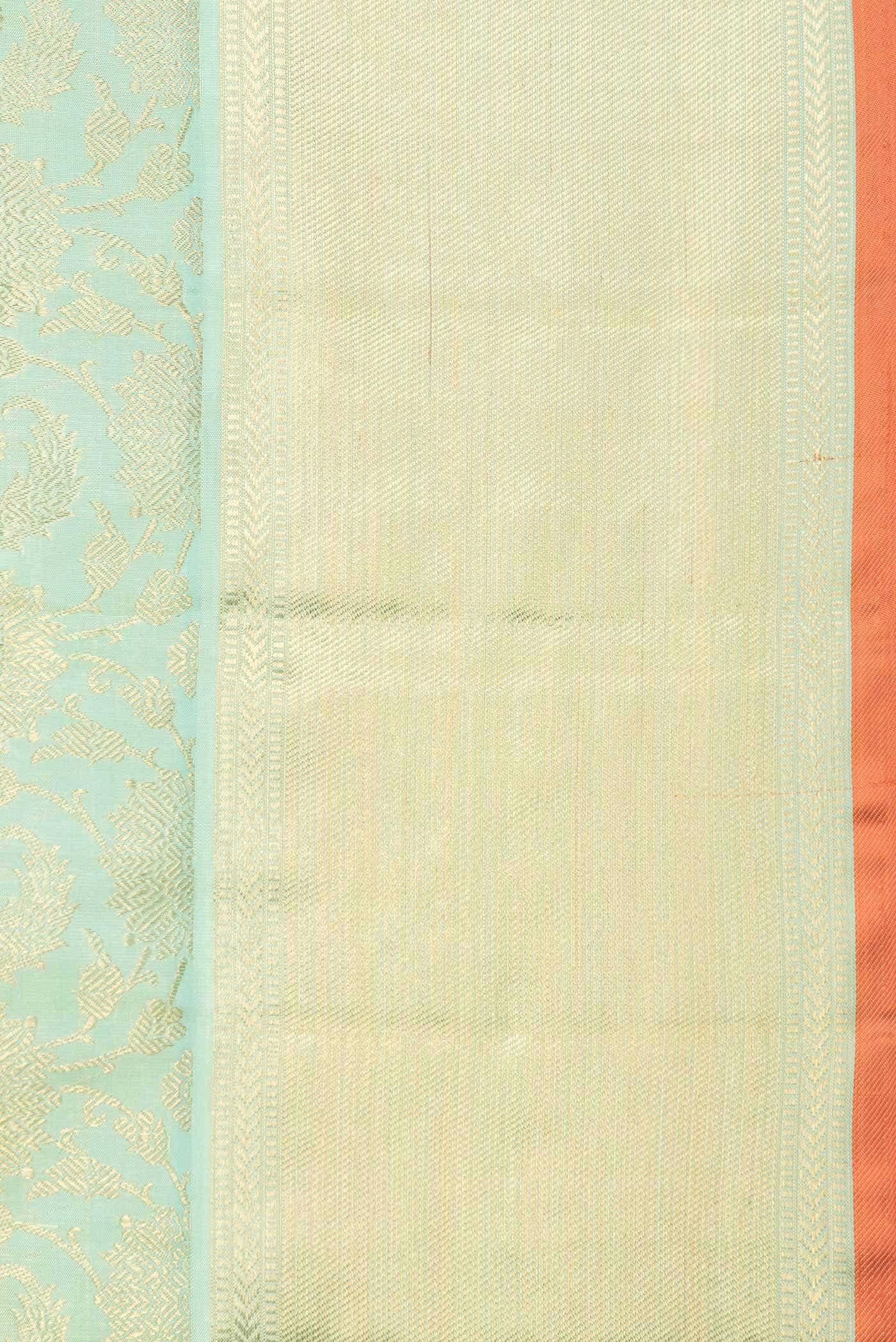 Pure Silk Pure Zari Sea Green Dual Tone Kanjivaram Saree - Image 6