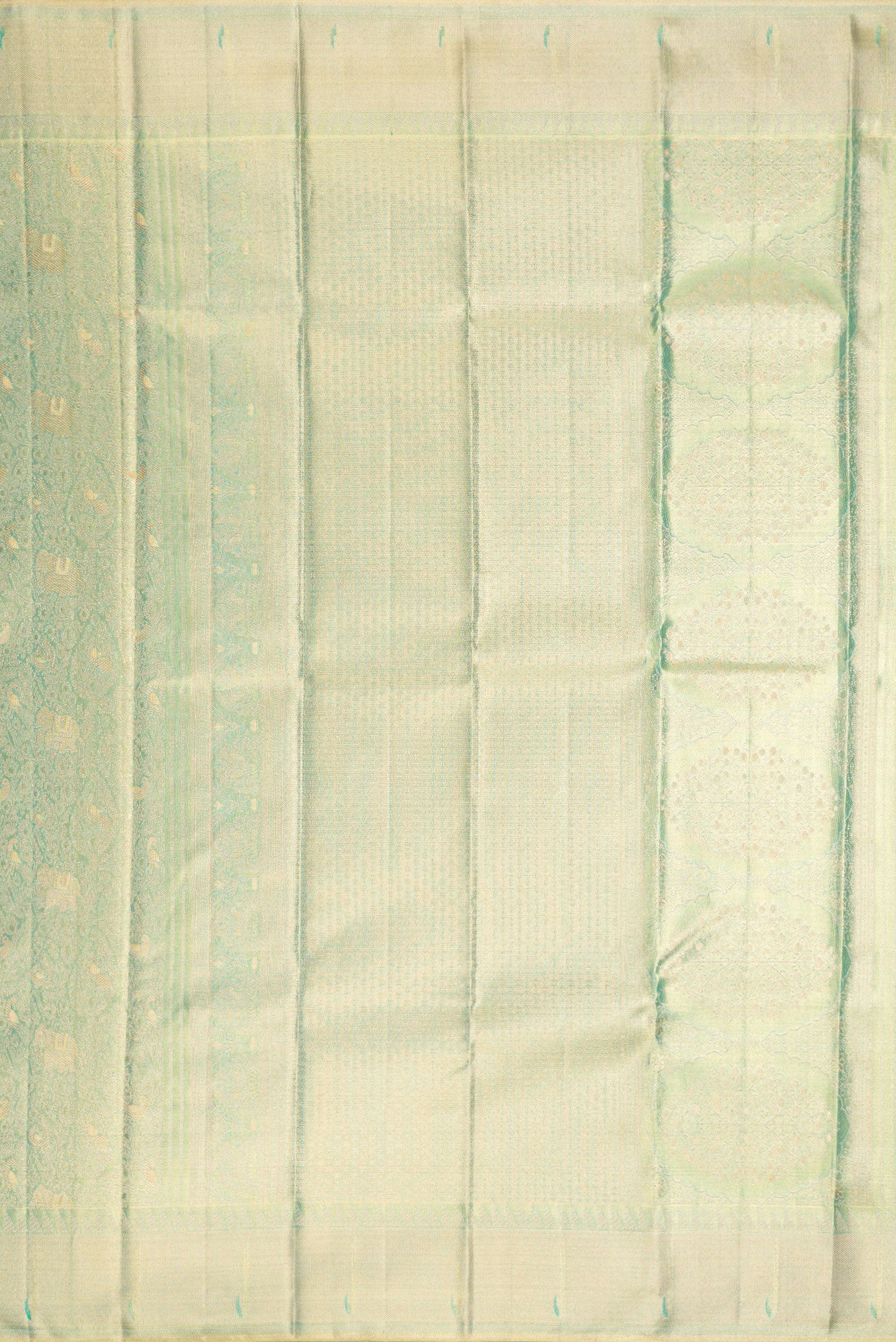 Sea Green Dual Tone Kanjivaram Tissue Silk Saree - Image 7