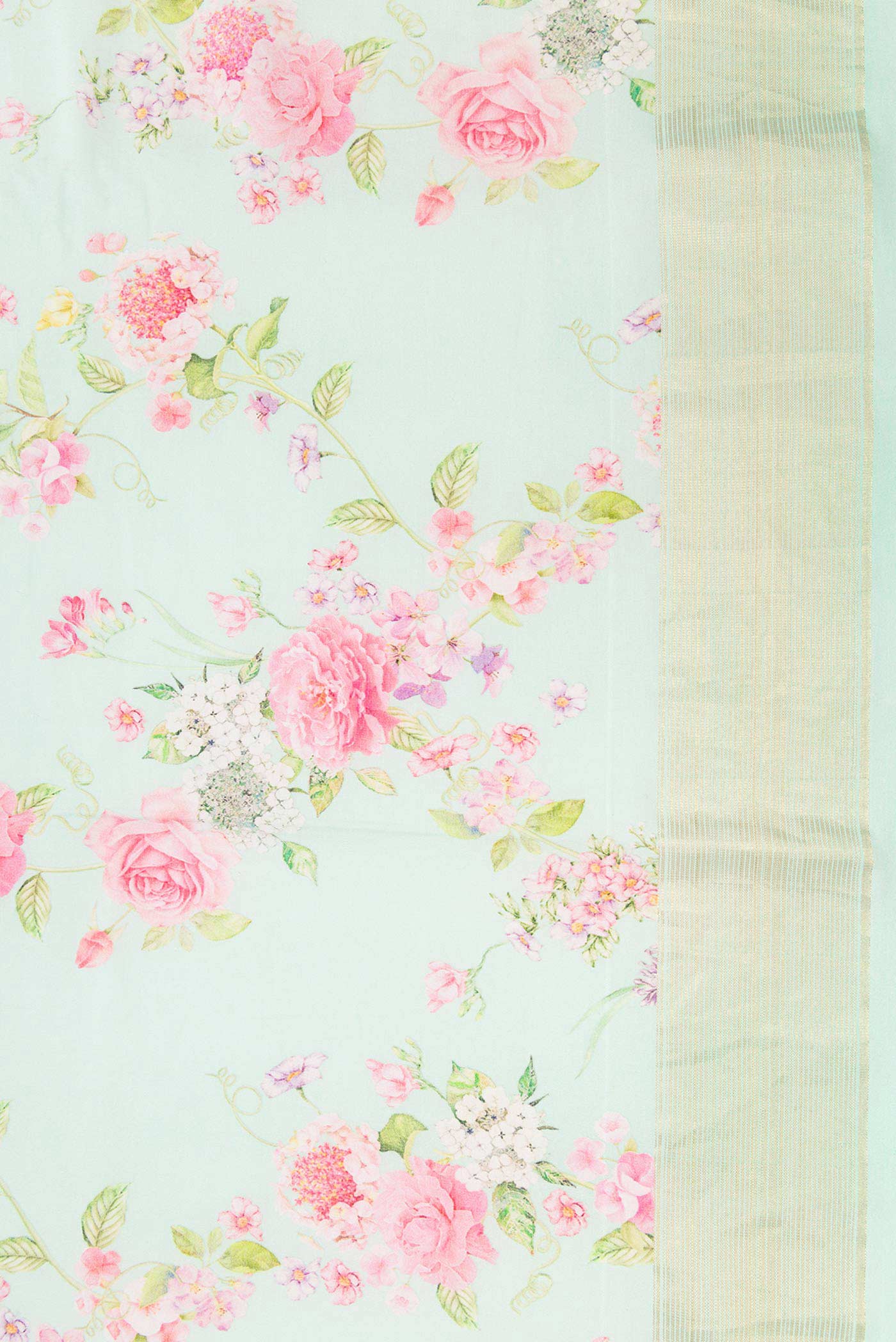 Light Blue Linen Saree - Image 3