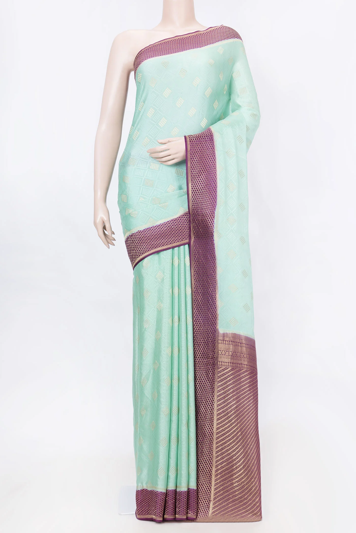 Sea Green Dual Tone Mysore Crepe Saree