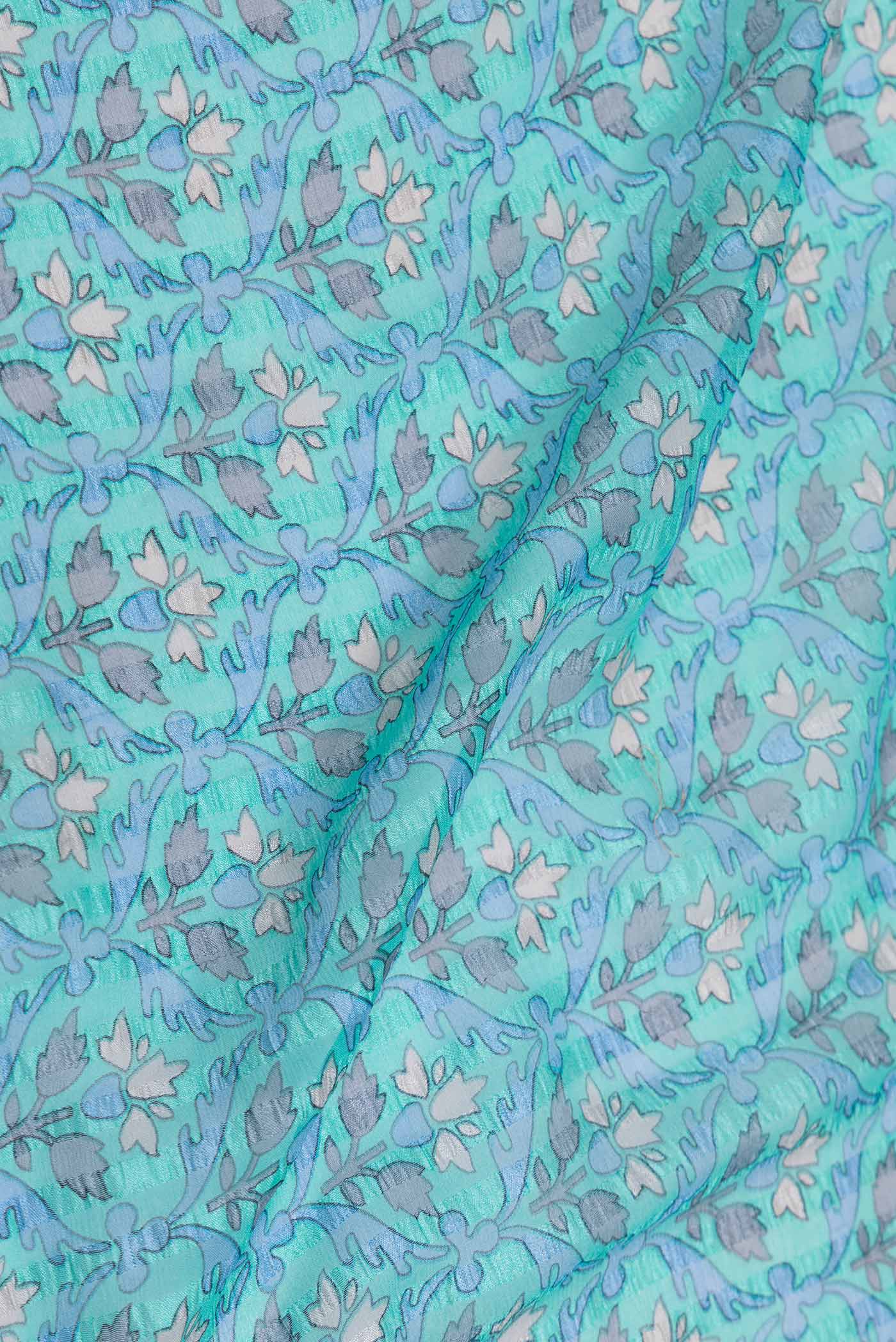 Blue Mysore Chiffon Saree - Image 2