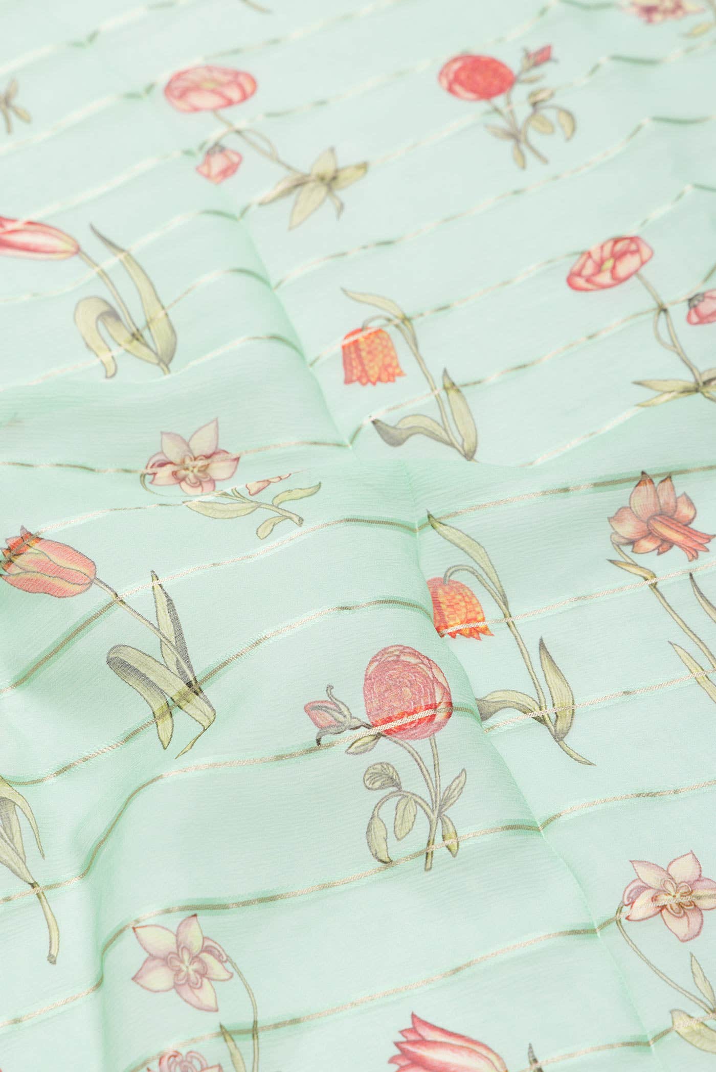 Sea Green Dual Tone Mysore Crepe Saree - Image 2