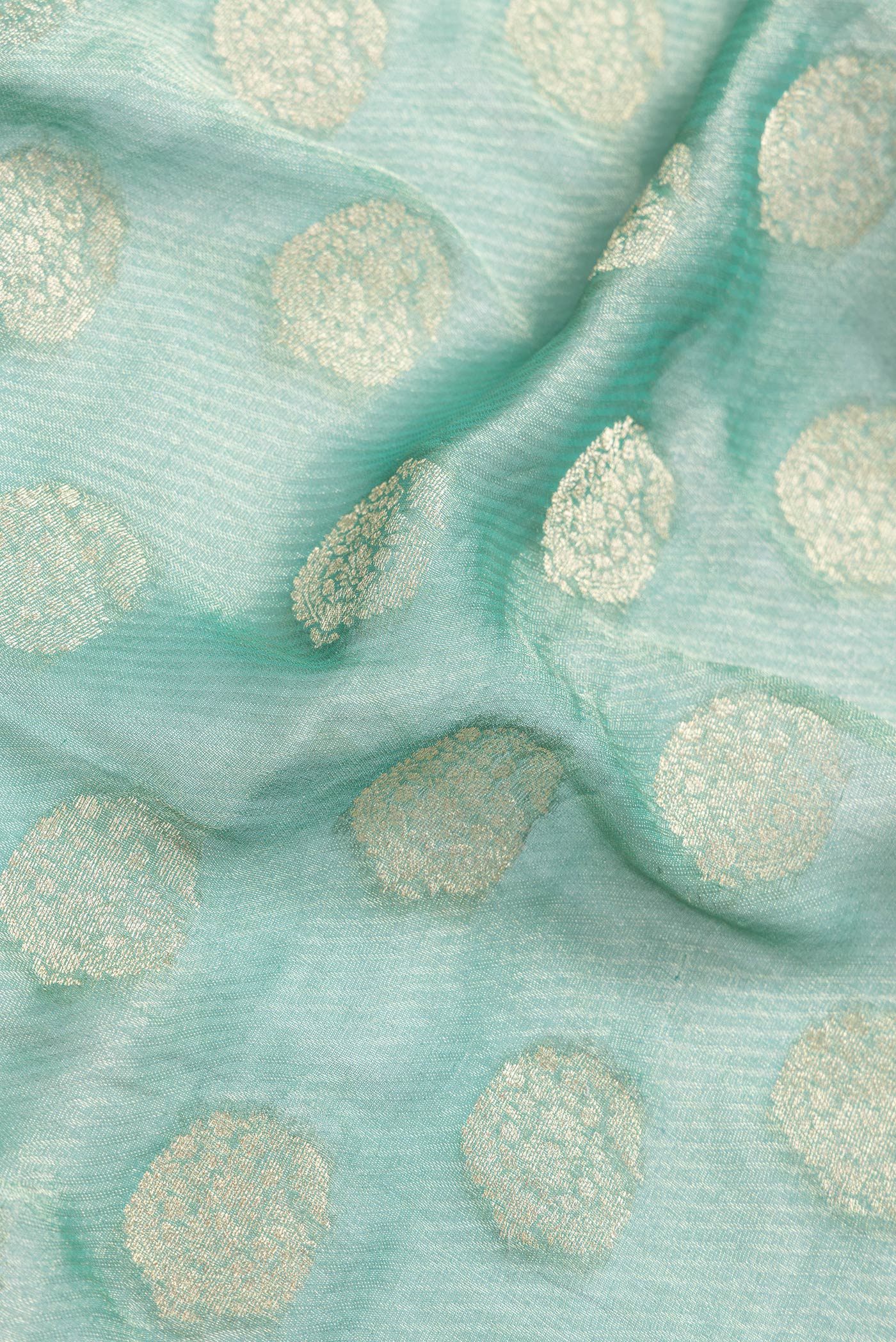 Sea Green Mysore Georgette Saree - Image 2