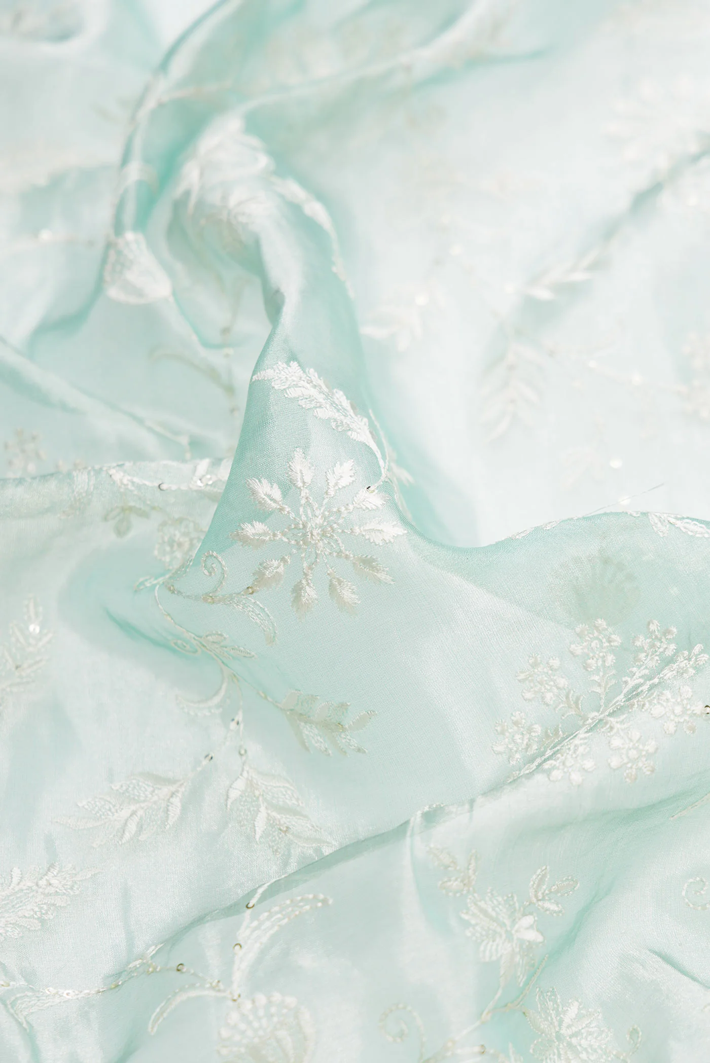Light Blue Organza Silk Saree - Image 3
