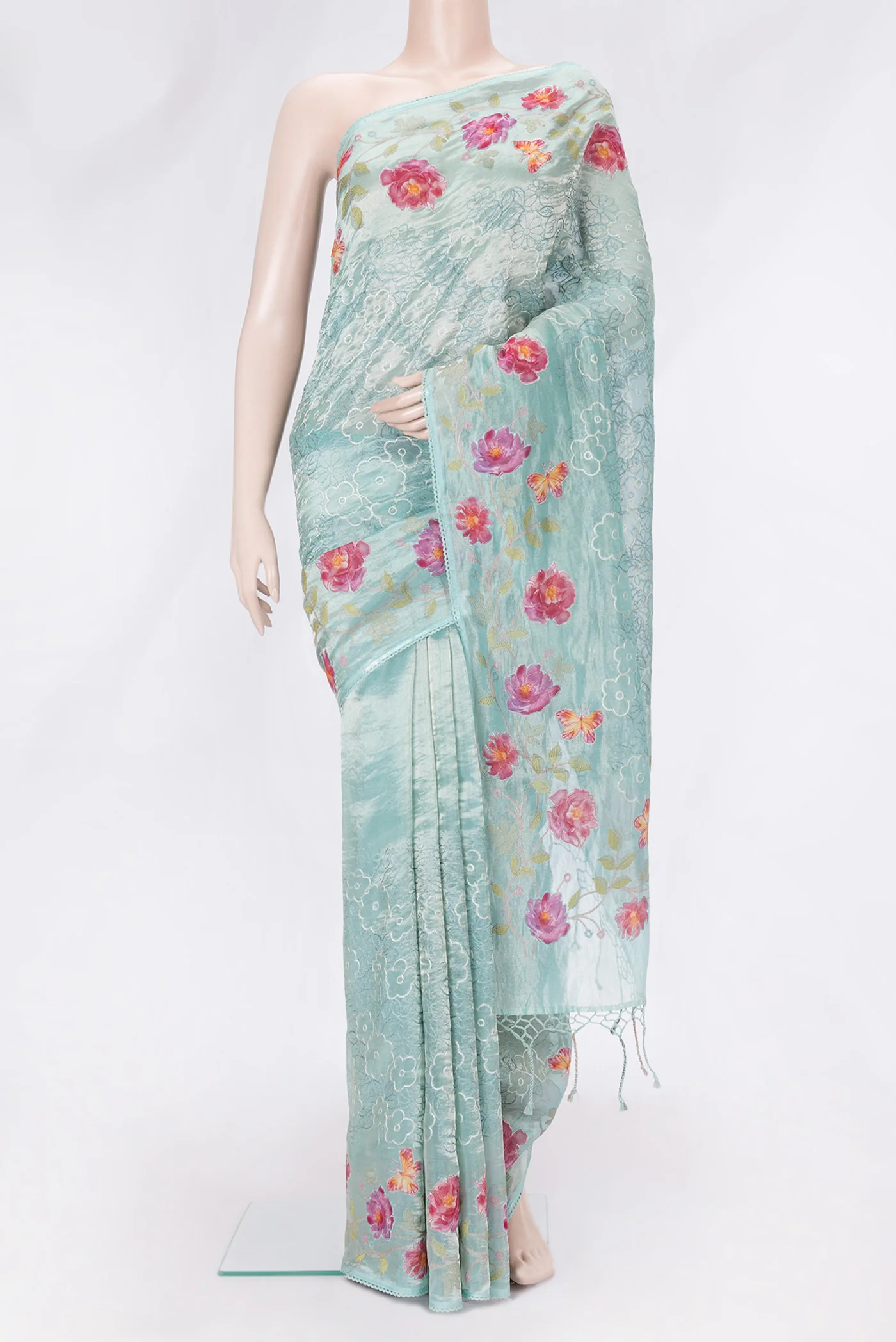 Blue Organza Silk Saree