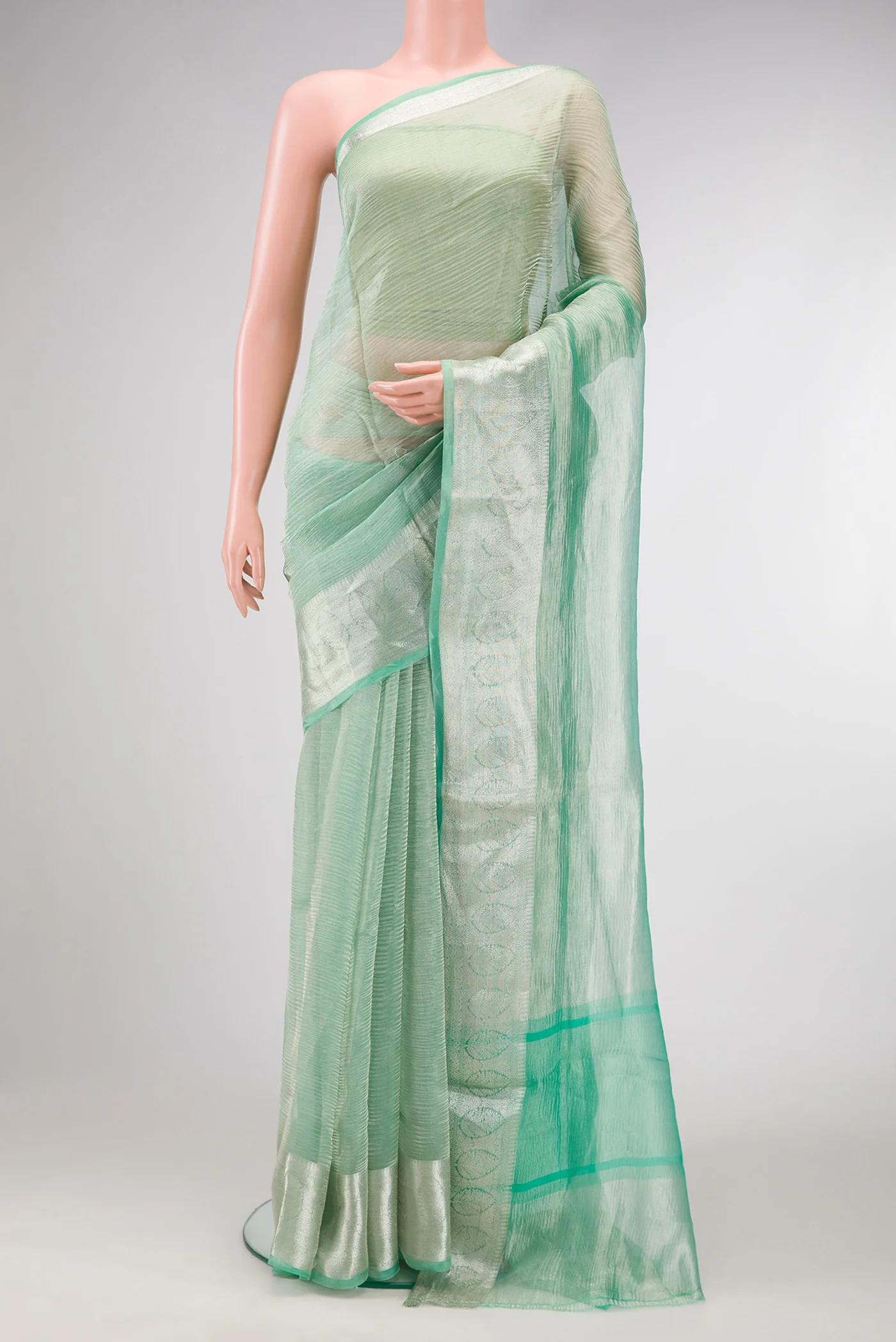 Sea Green Dual Tone Organza Silk Saree