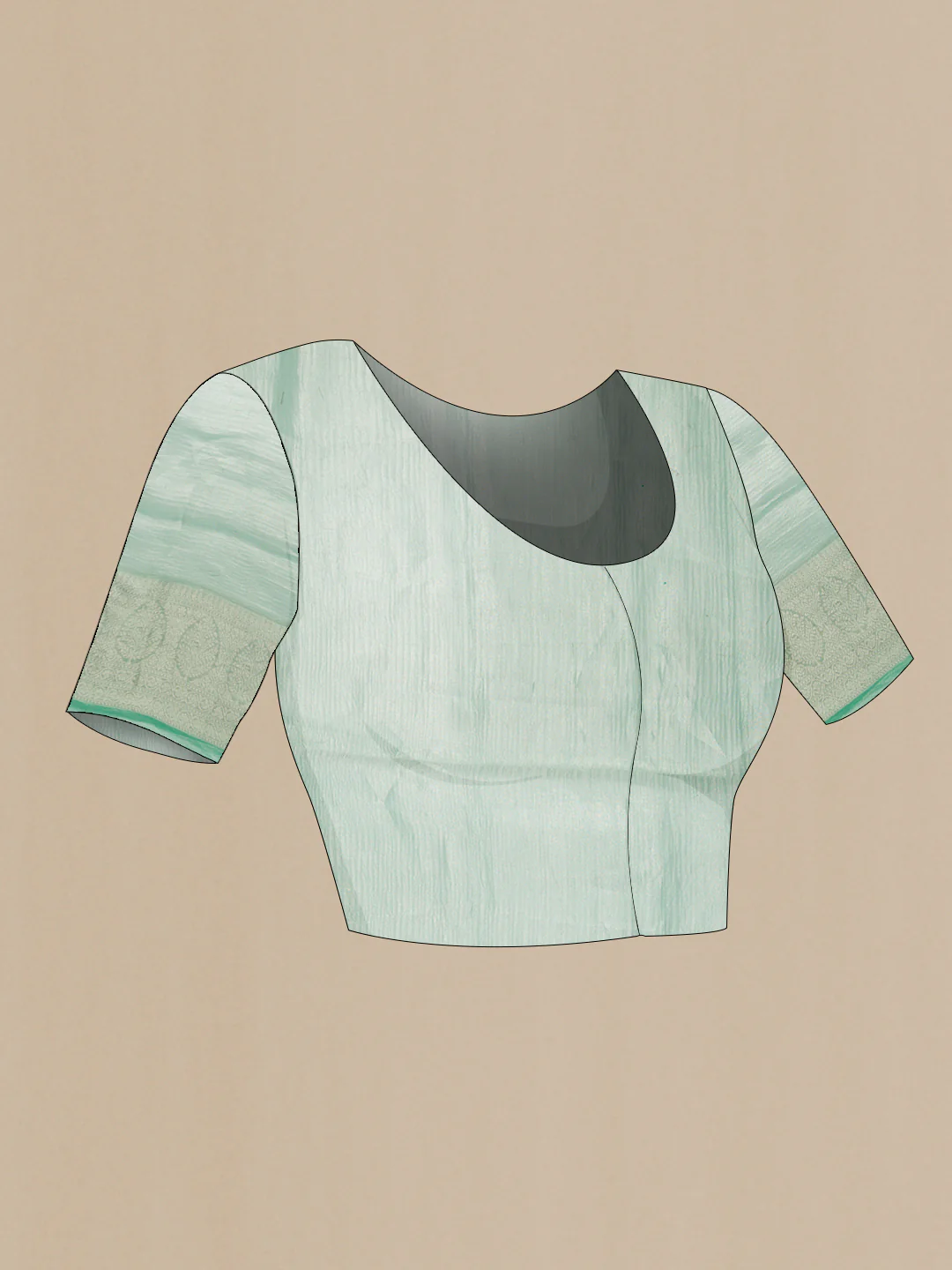 Sea Green Dual Tone Organza Silk Saree - Image 4
