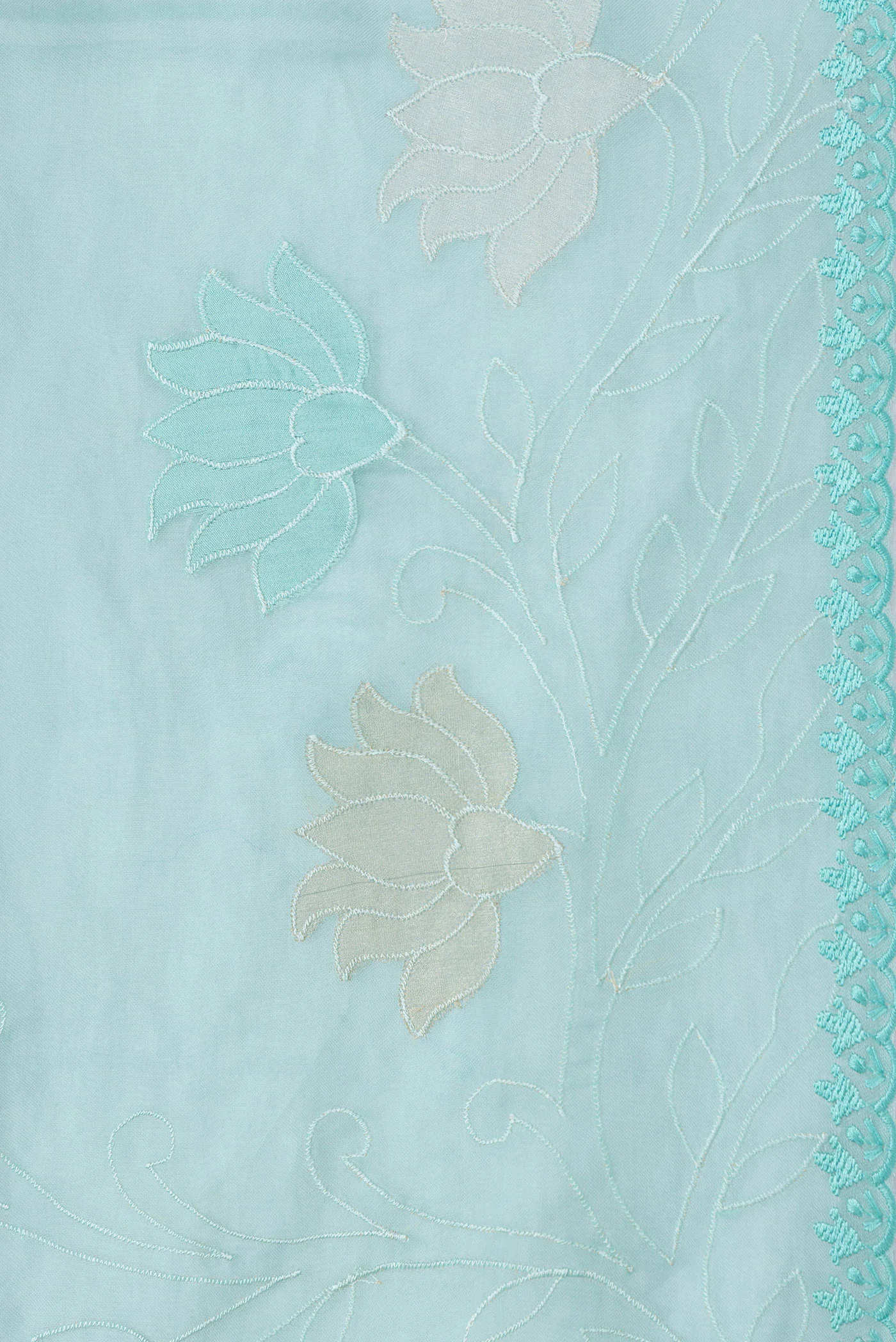 Light Blue Organza Silk Saree - Image 3