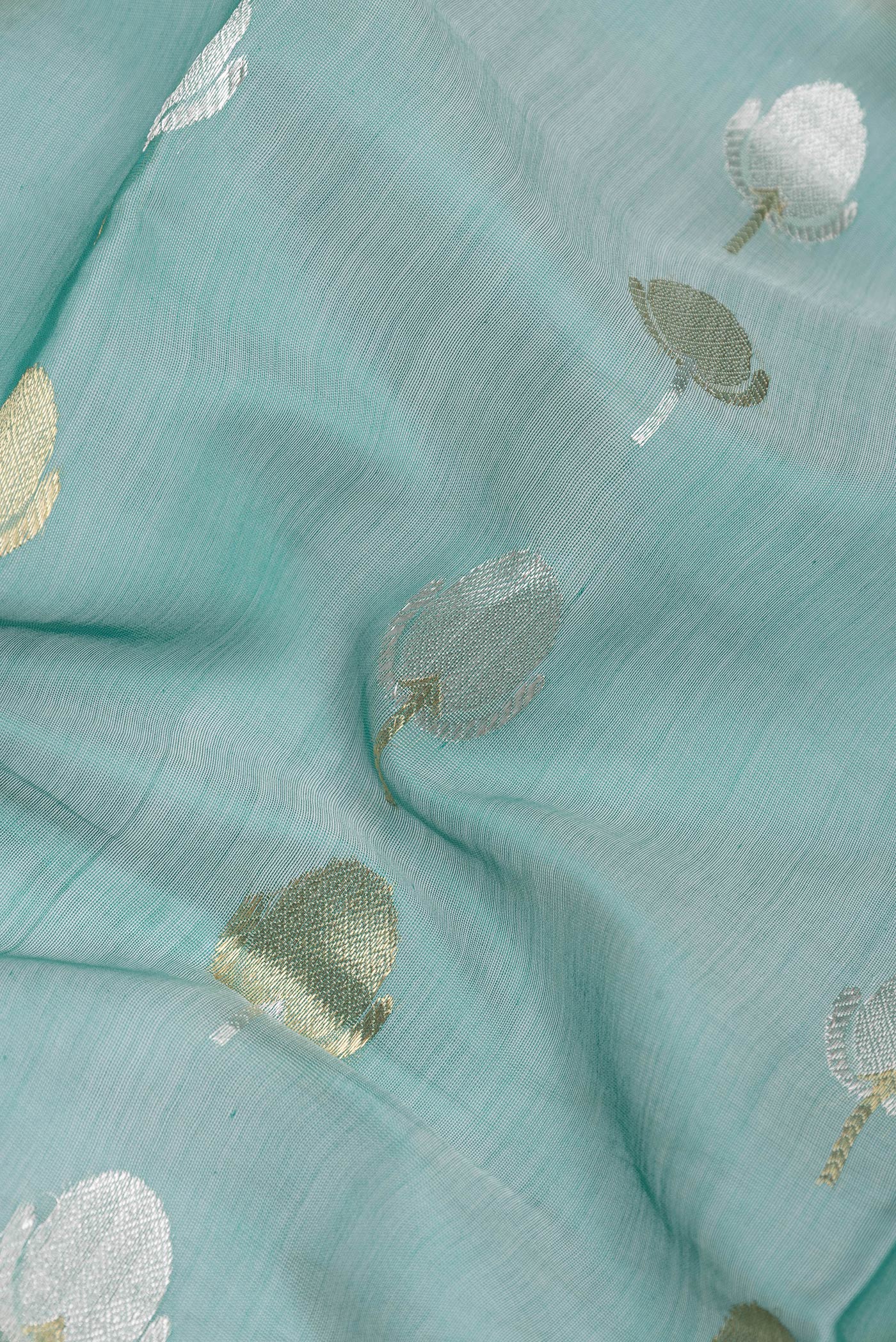 Blue Chanderi Tissue Silk Saree - Image 2