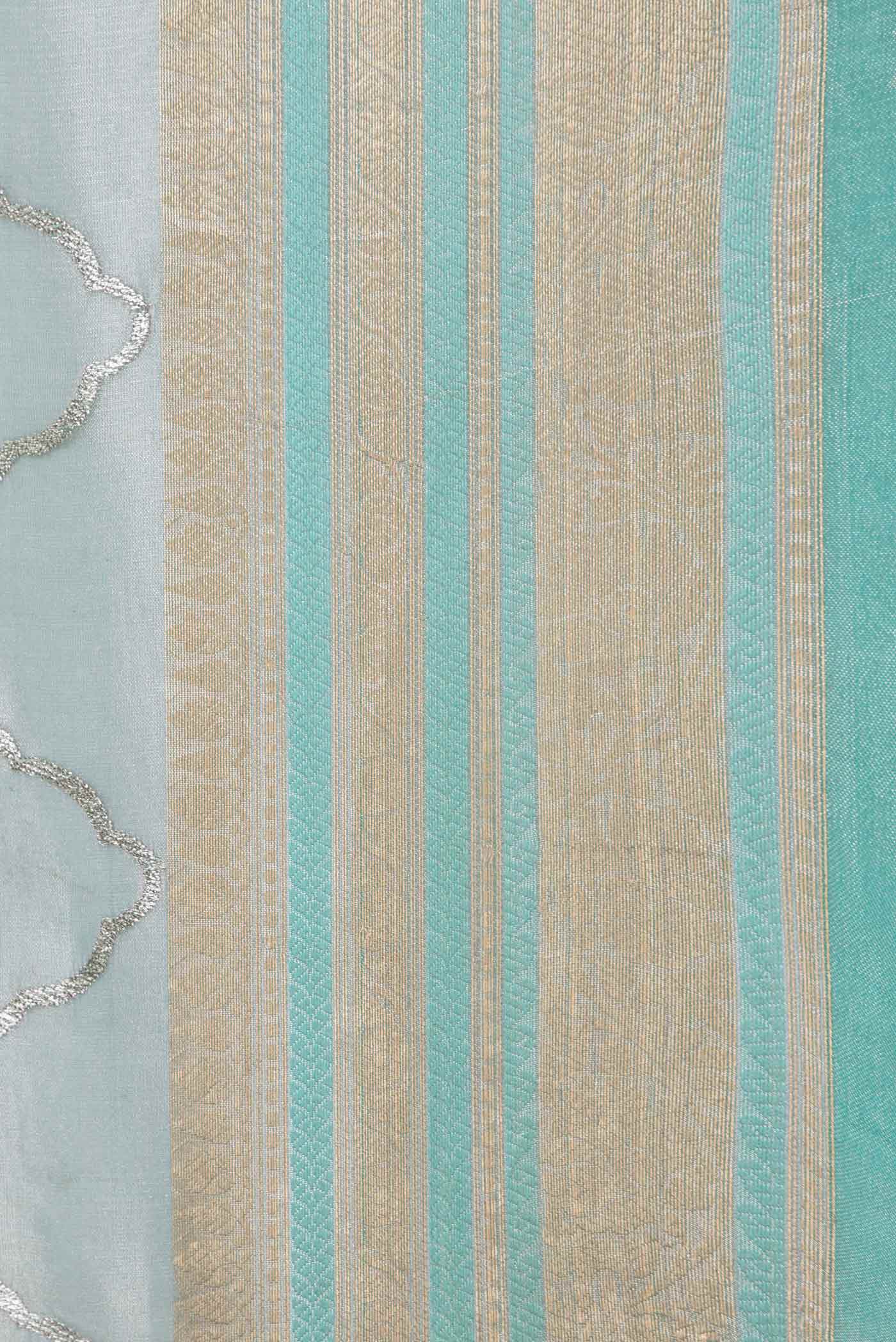 Light Blue Organza Silk Saree - Image 3