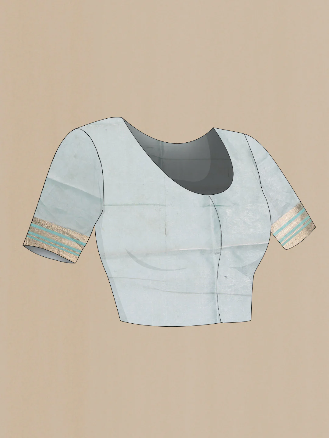 Light Blue Organza Silk Saree - Image 4