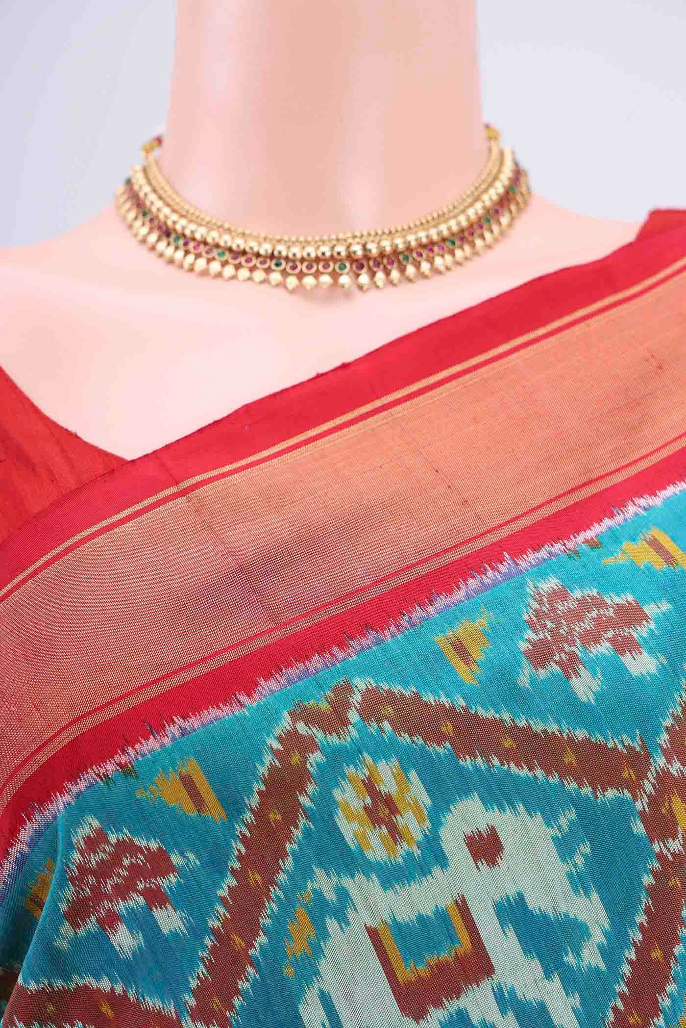 Blue Pochampally Silk Saree - Image 2