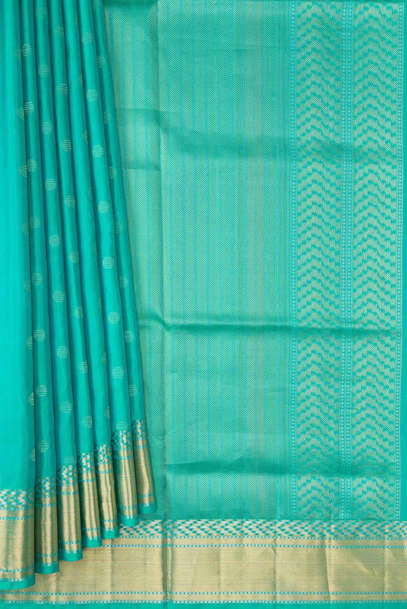 Turquoise Soft Silk Saree - Image 4