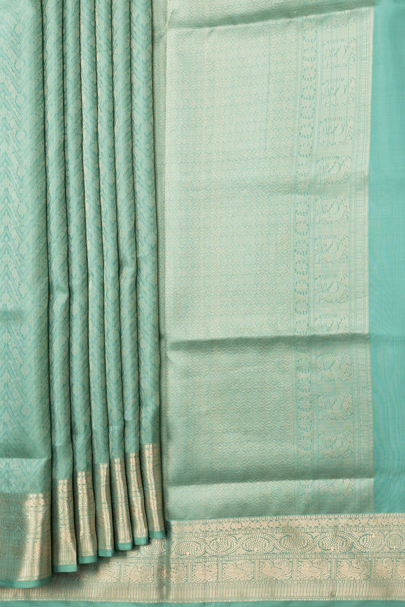 Sea Green Soft Silk Saree - Image 4