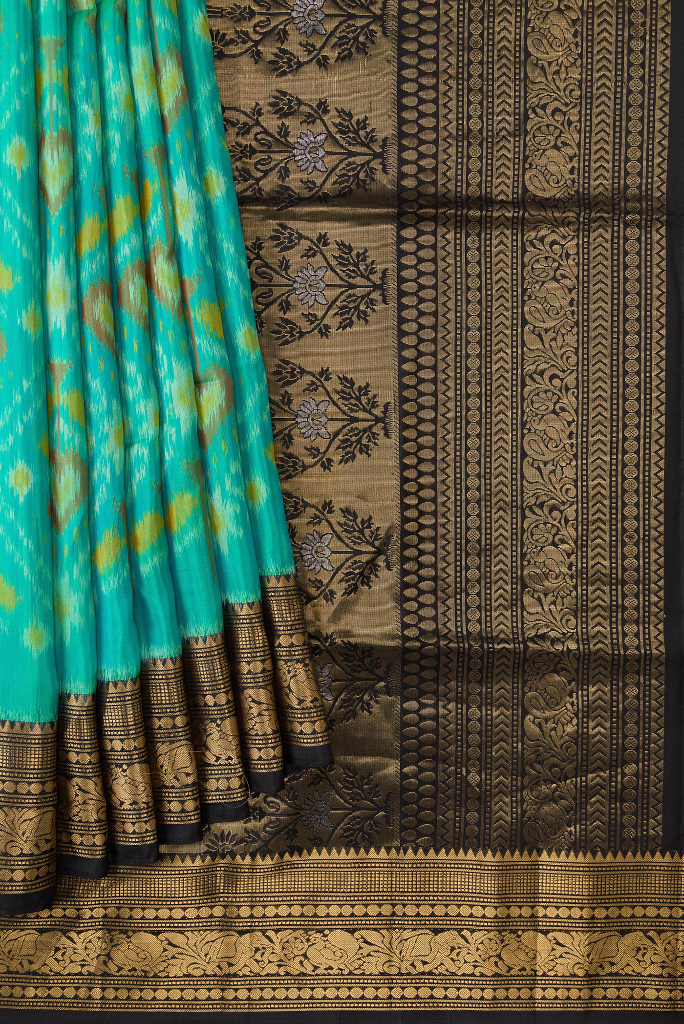 Turquoise Soft Silk Saree - Image 4