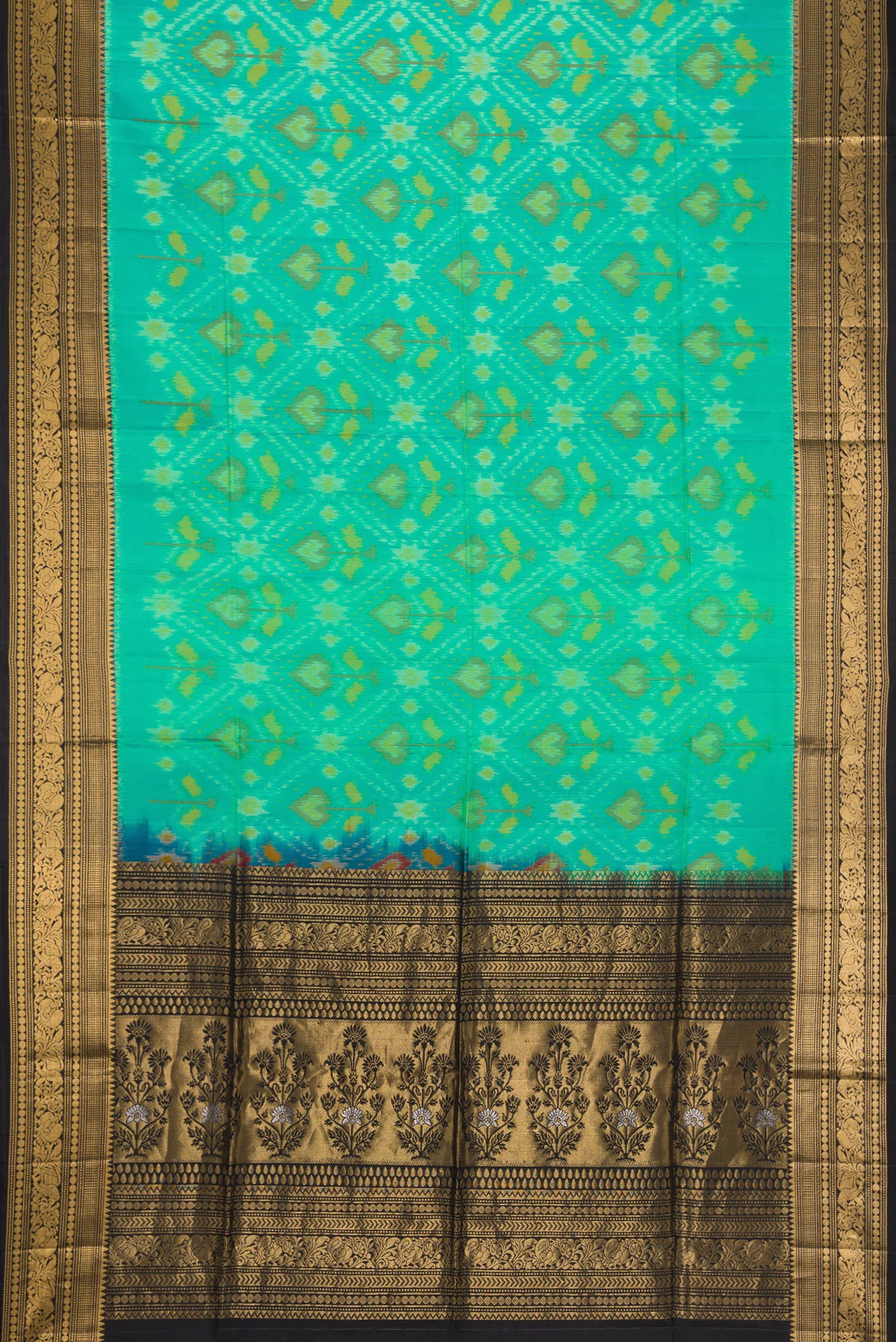 Turquoise Soft Silk Saree - Image 6