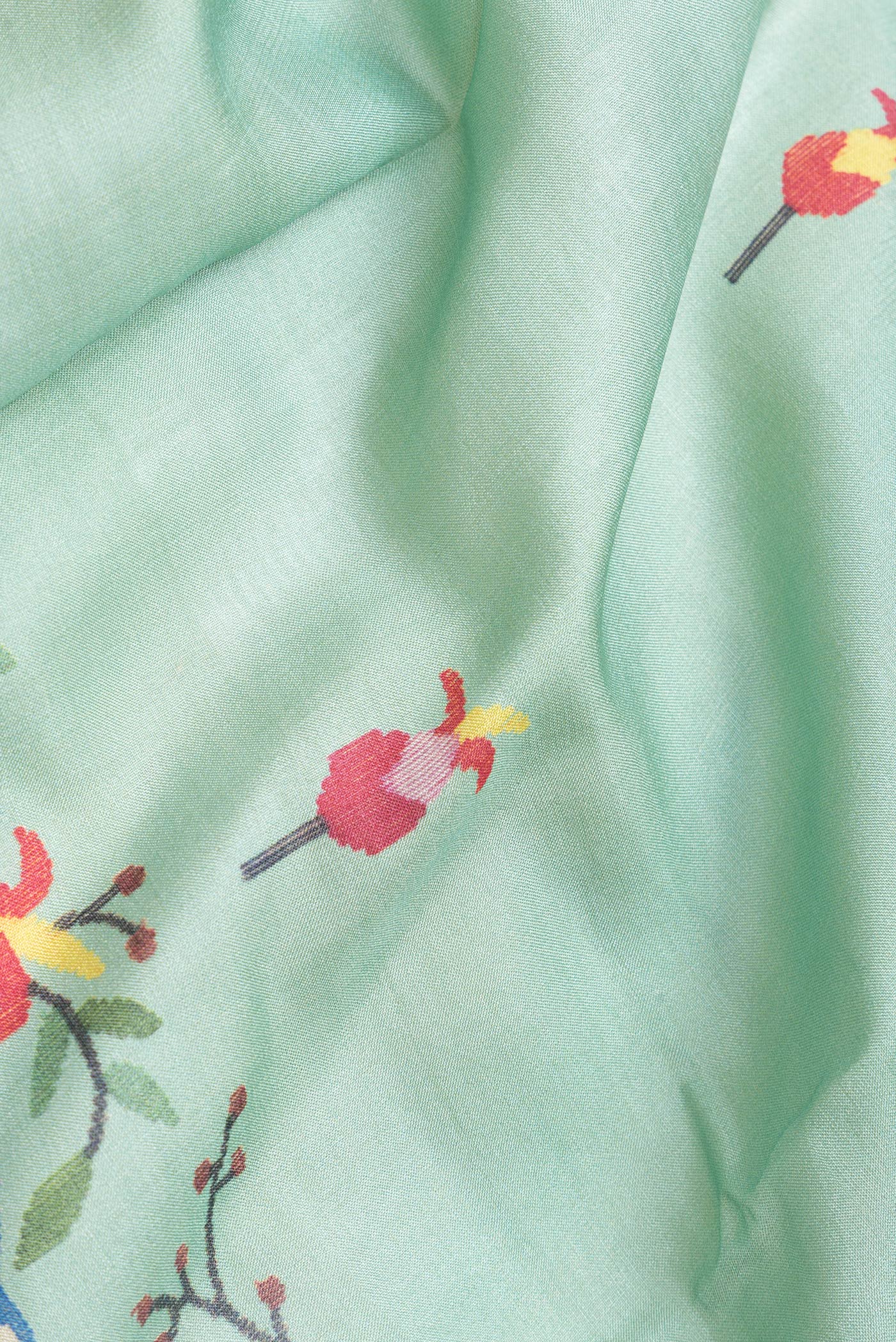Sea Green Tussar Silk Saree - Image 2