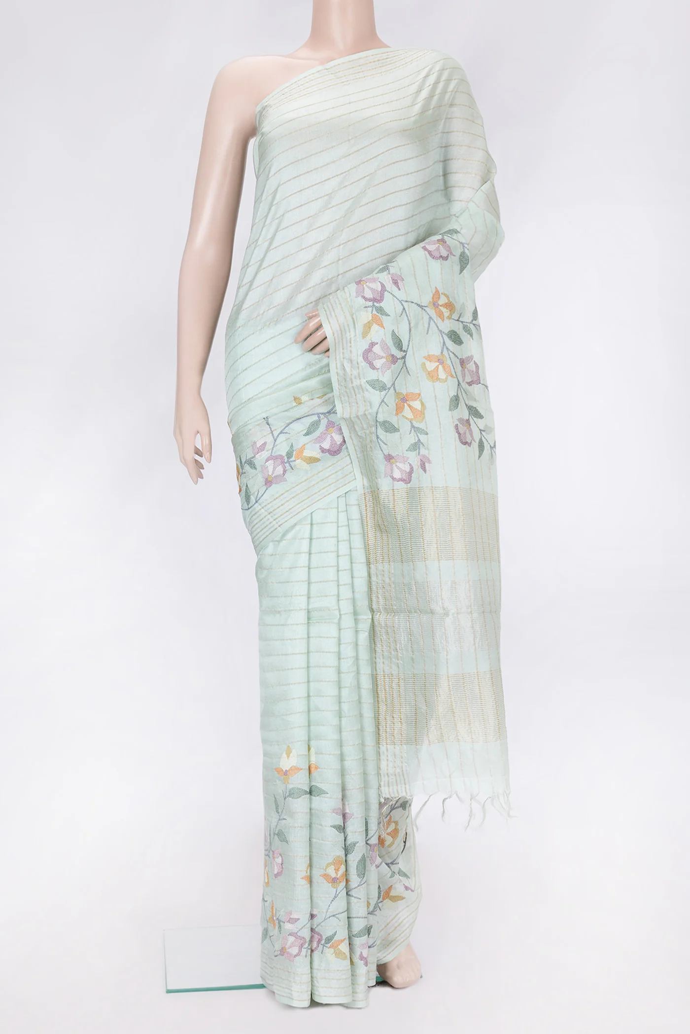 Light Blue Tussar Silk Saree