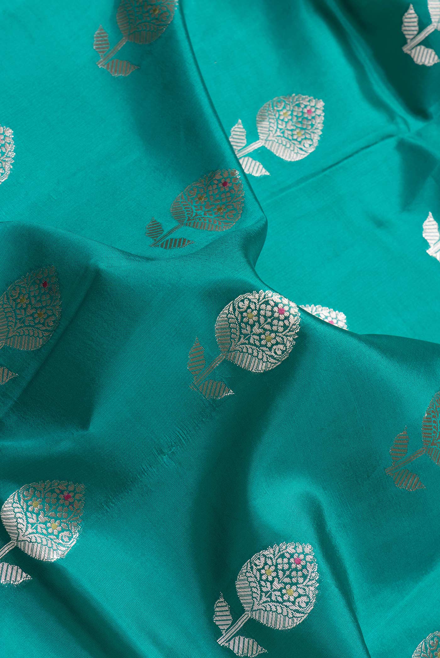 Sea Green Banarasi Raw Silk Saree - Image 2