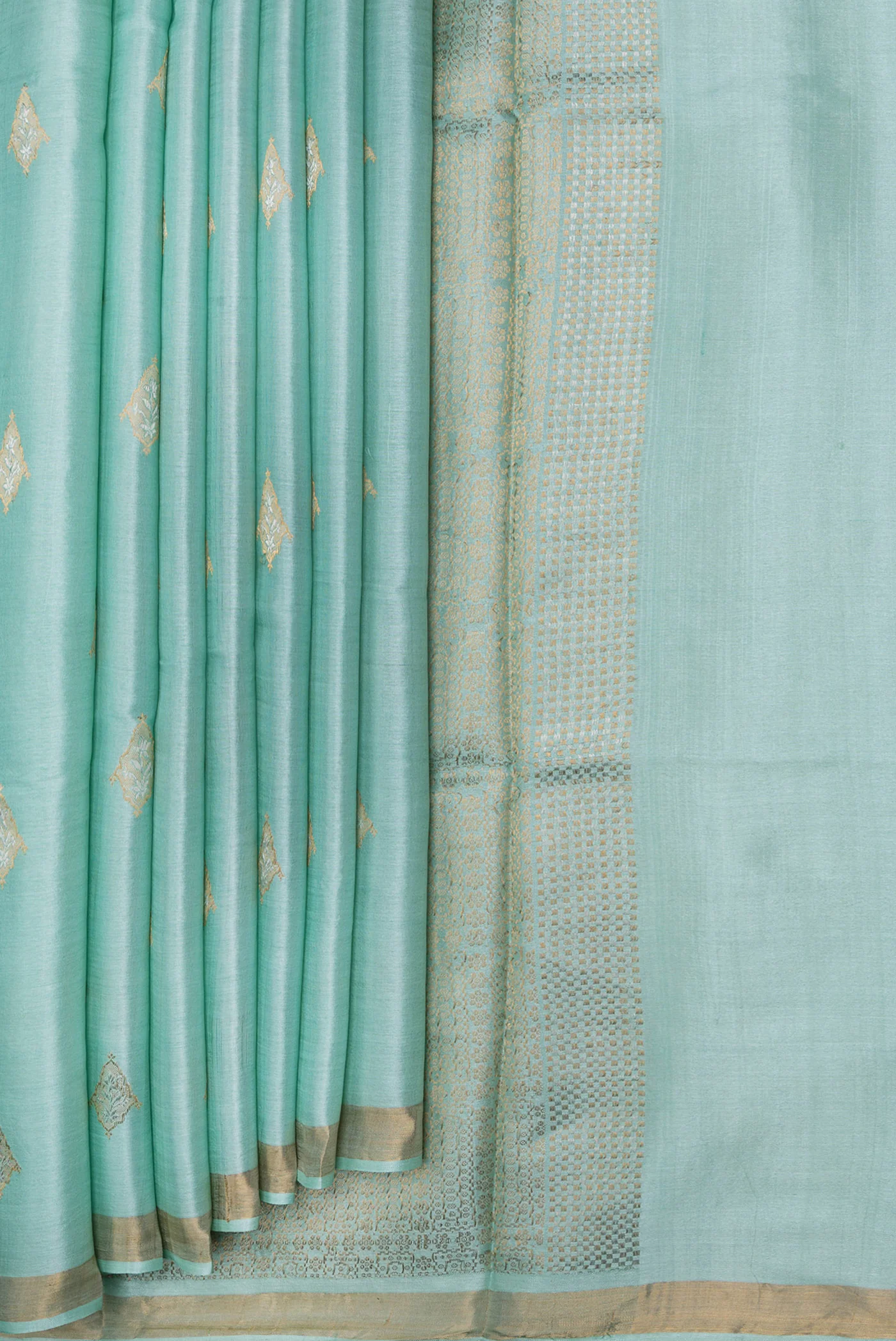 Sea Green Dual Tone Tussar Silk Saree - Image 4