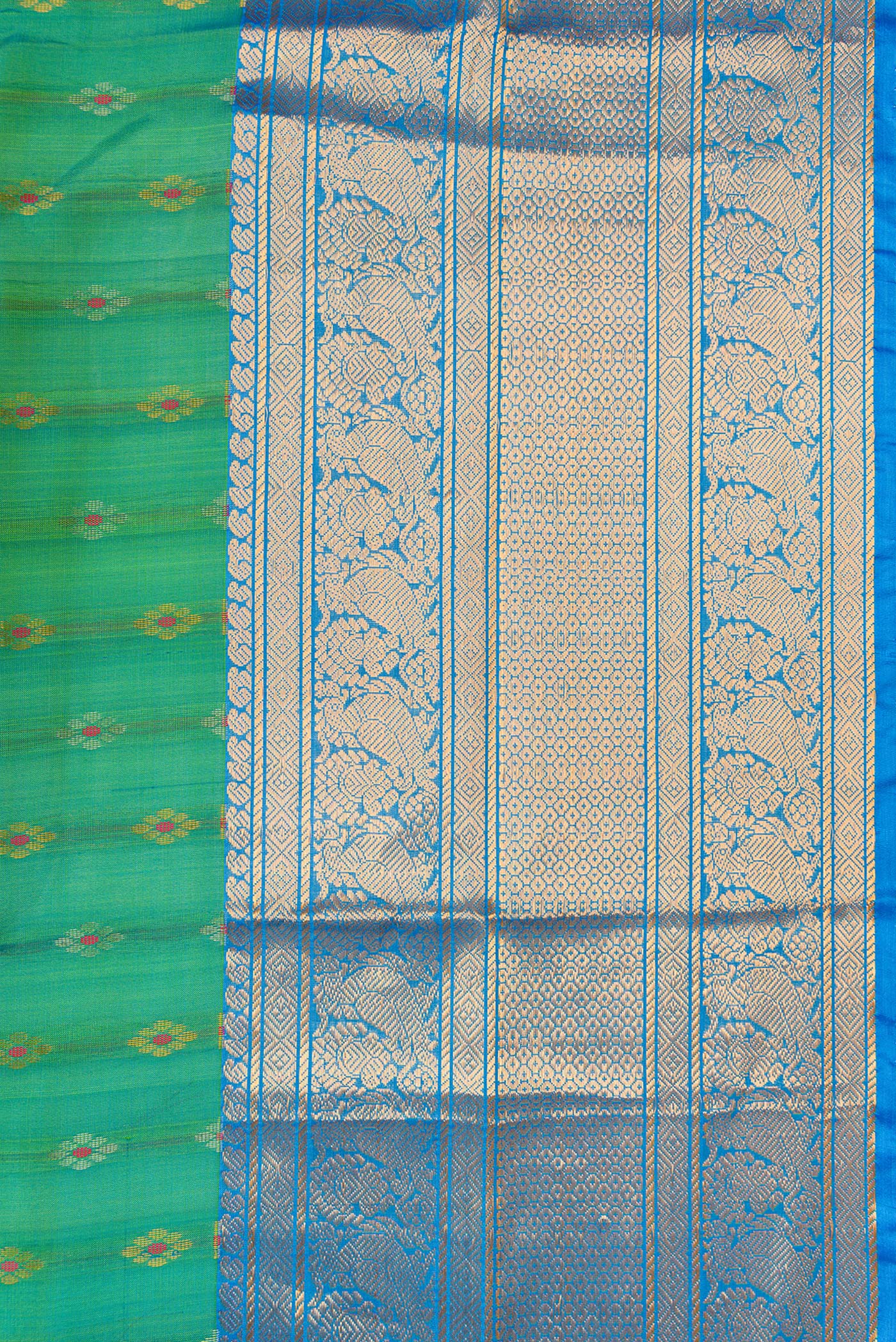 Sea Green Dual Tone Uppada Silk Saree - Image 3