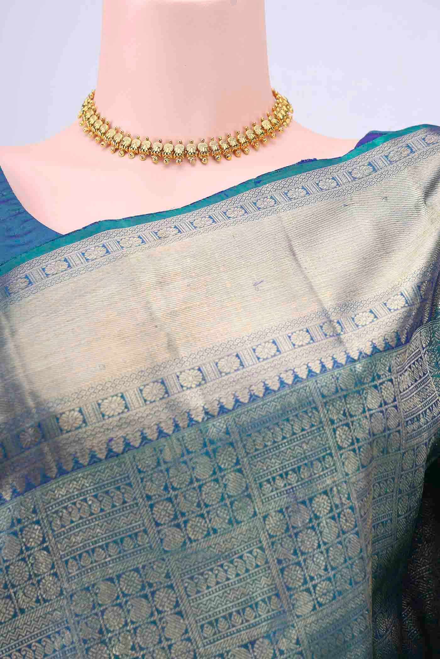 Blue Kanchipuram Saree - Image 2