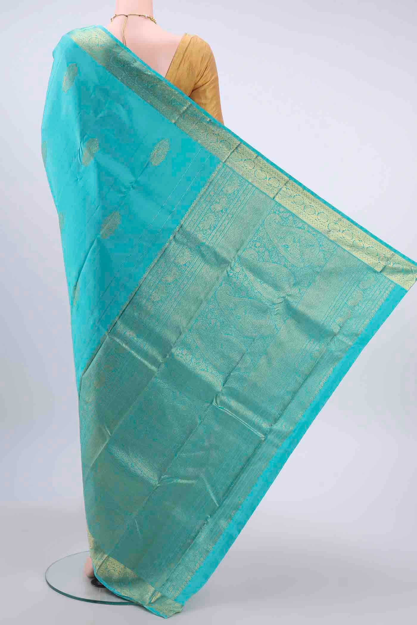 Blue Kanchipuram Silk Saree - Image 3