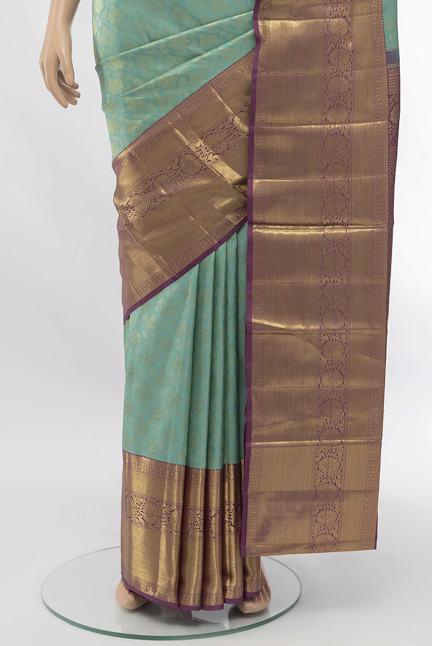Sea Green Kanchipuram Silk Saree - Image 3