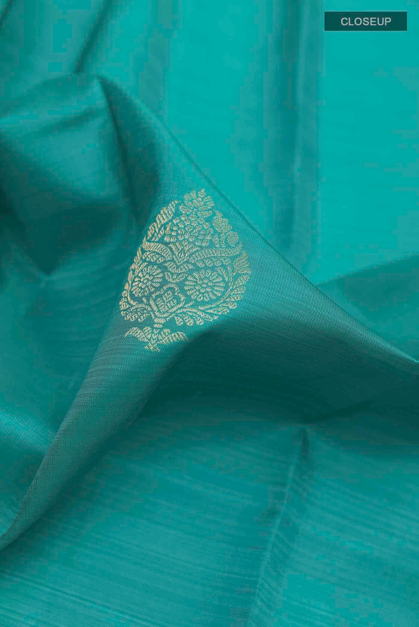 Sea Green Kanchipuram Silk Saree - Image 2