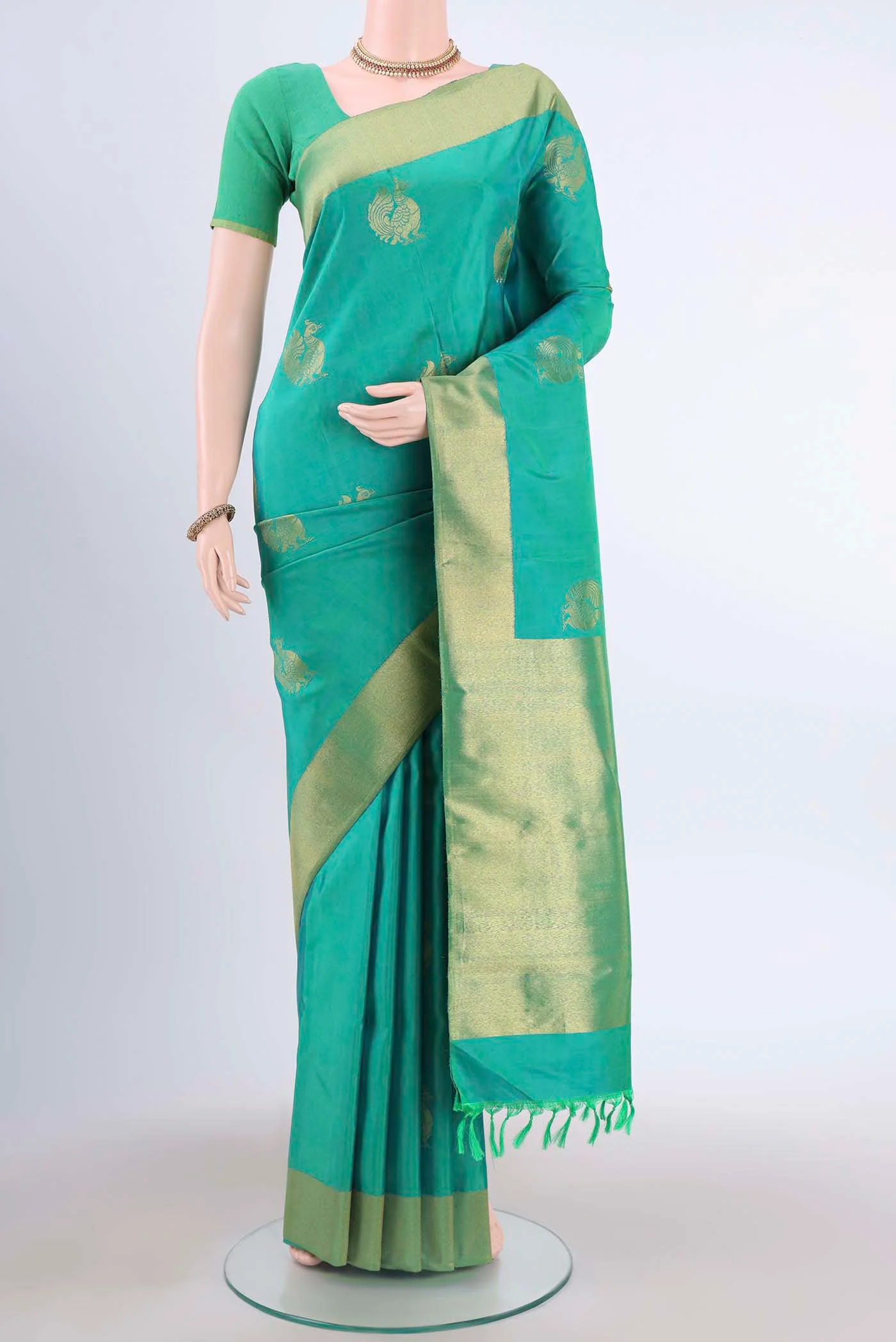Sea Green Kanjivaram Silk Saree