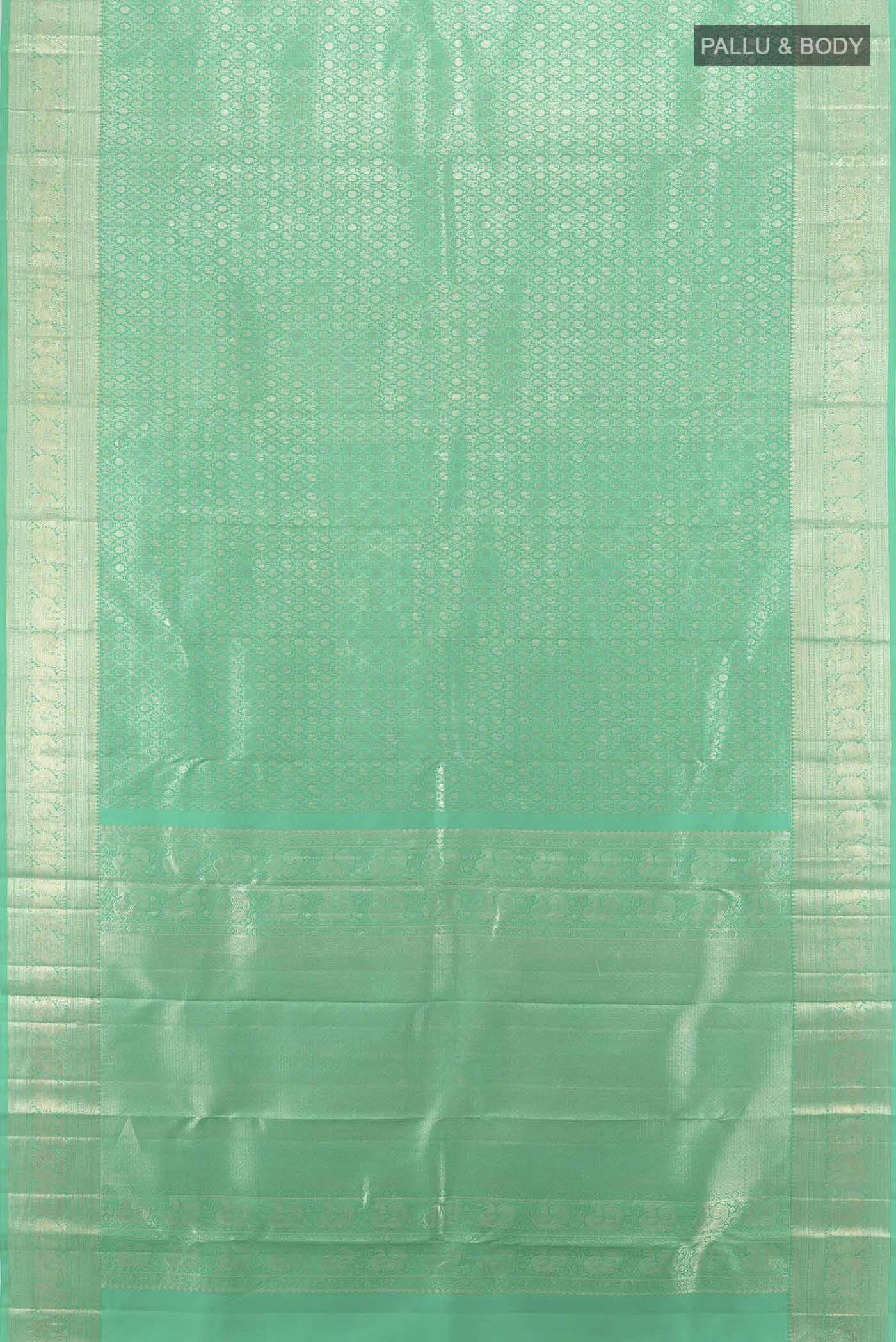 Turquoise Kanchipuram Silk Saree - Image 5