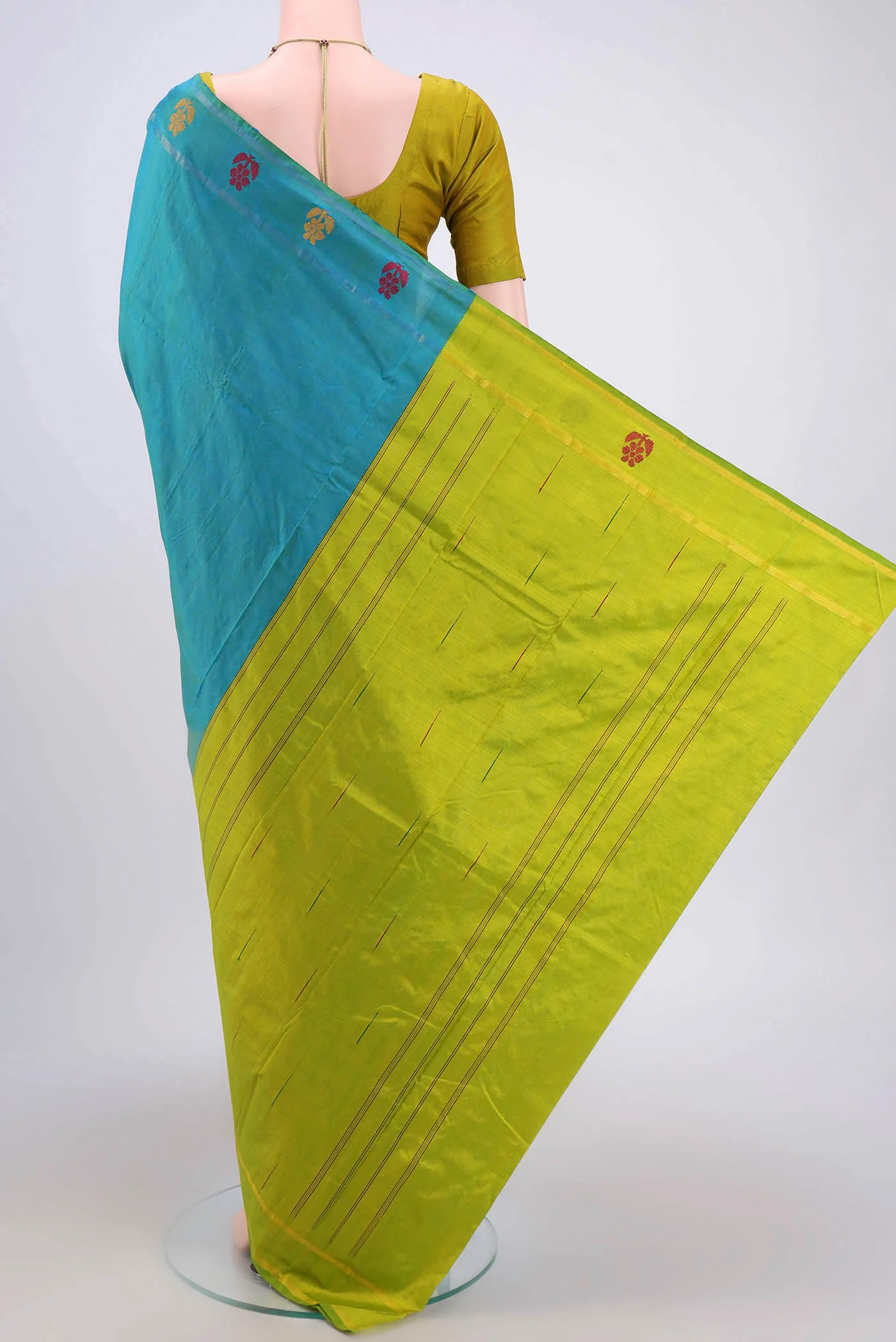Blue Kanchipuram Silk Saree - Image 3
