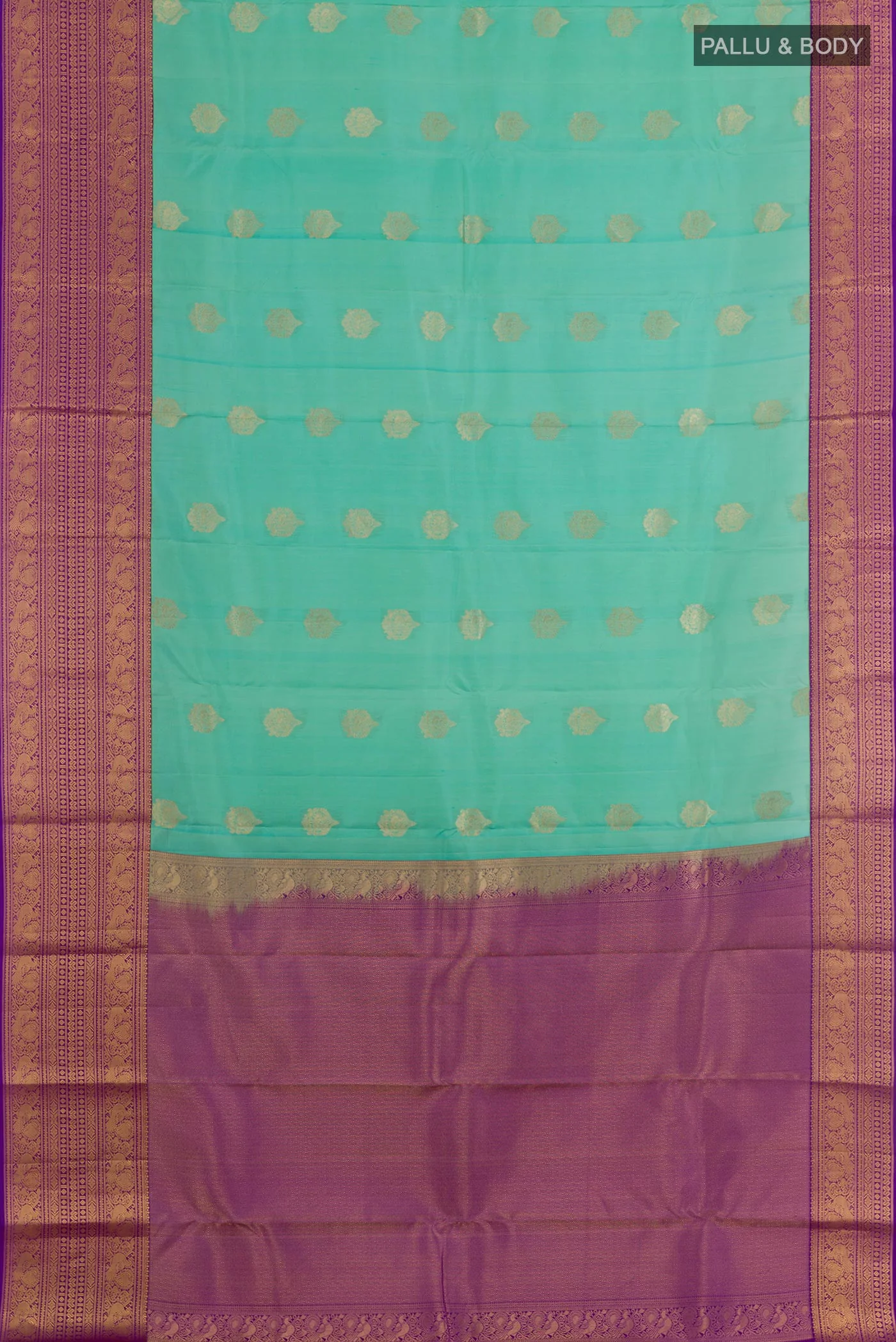 Sea Green Kanchipuram Silk Saree - Image 3