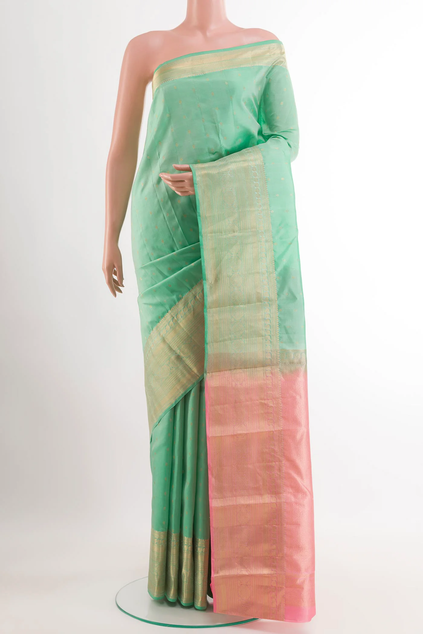 Sea Green Kanchipuram Silk Saree