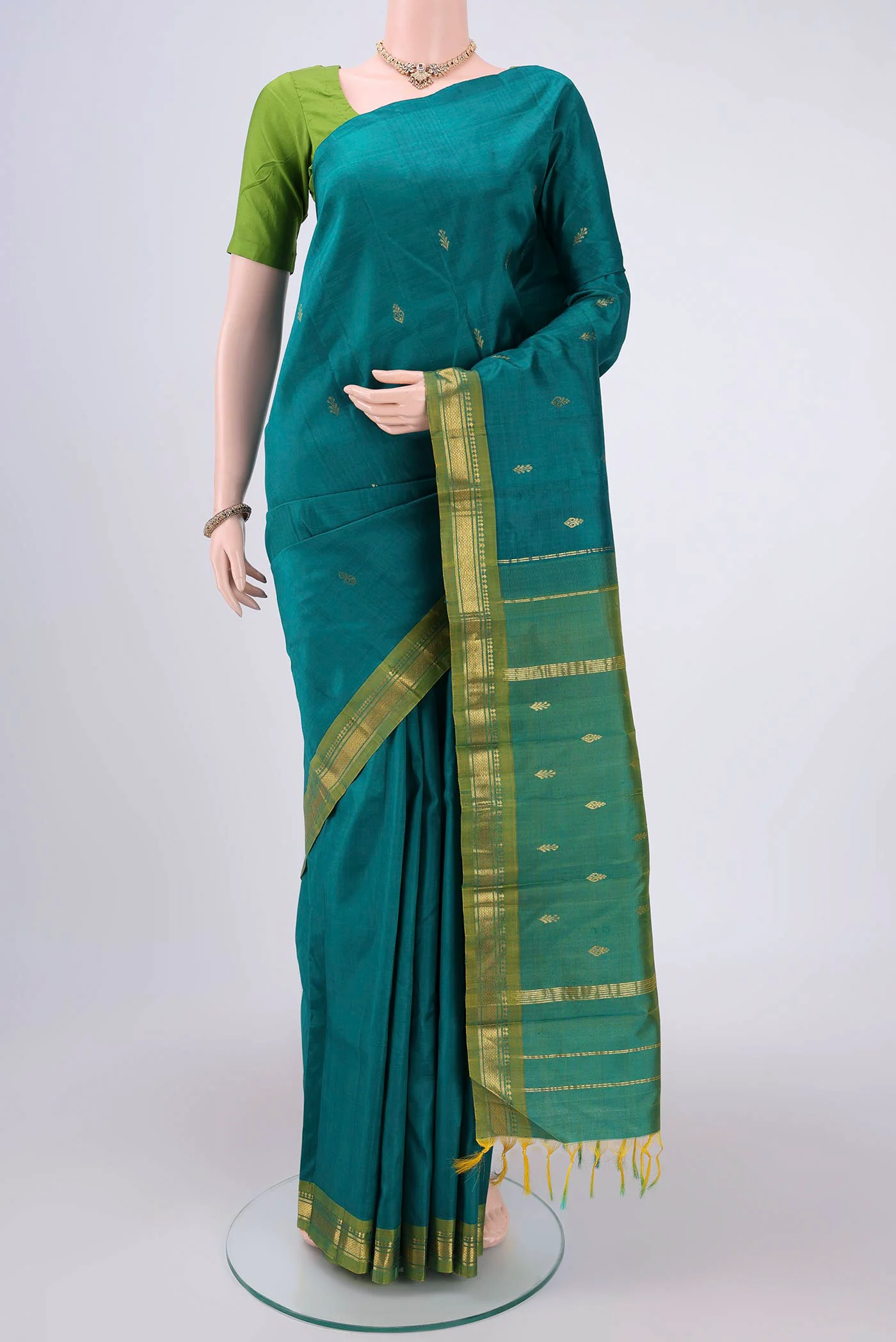 Sea Green Kanchipuram Silk Saree