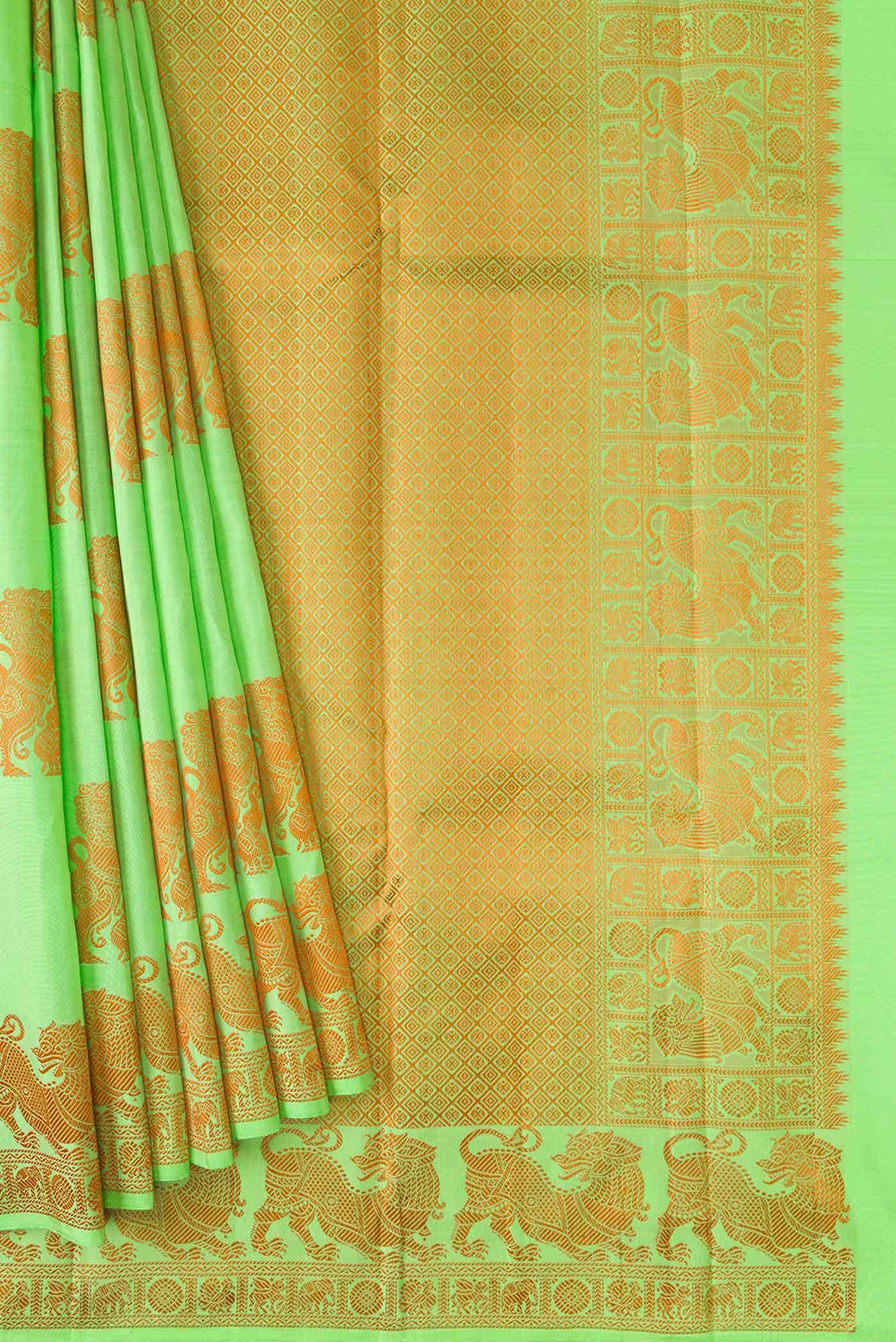 Sea Green Kanjivaram Silk Saree - Image 8
