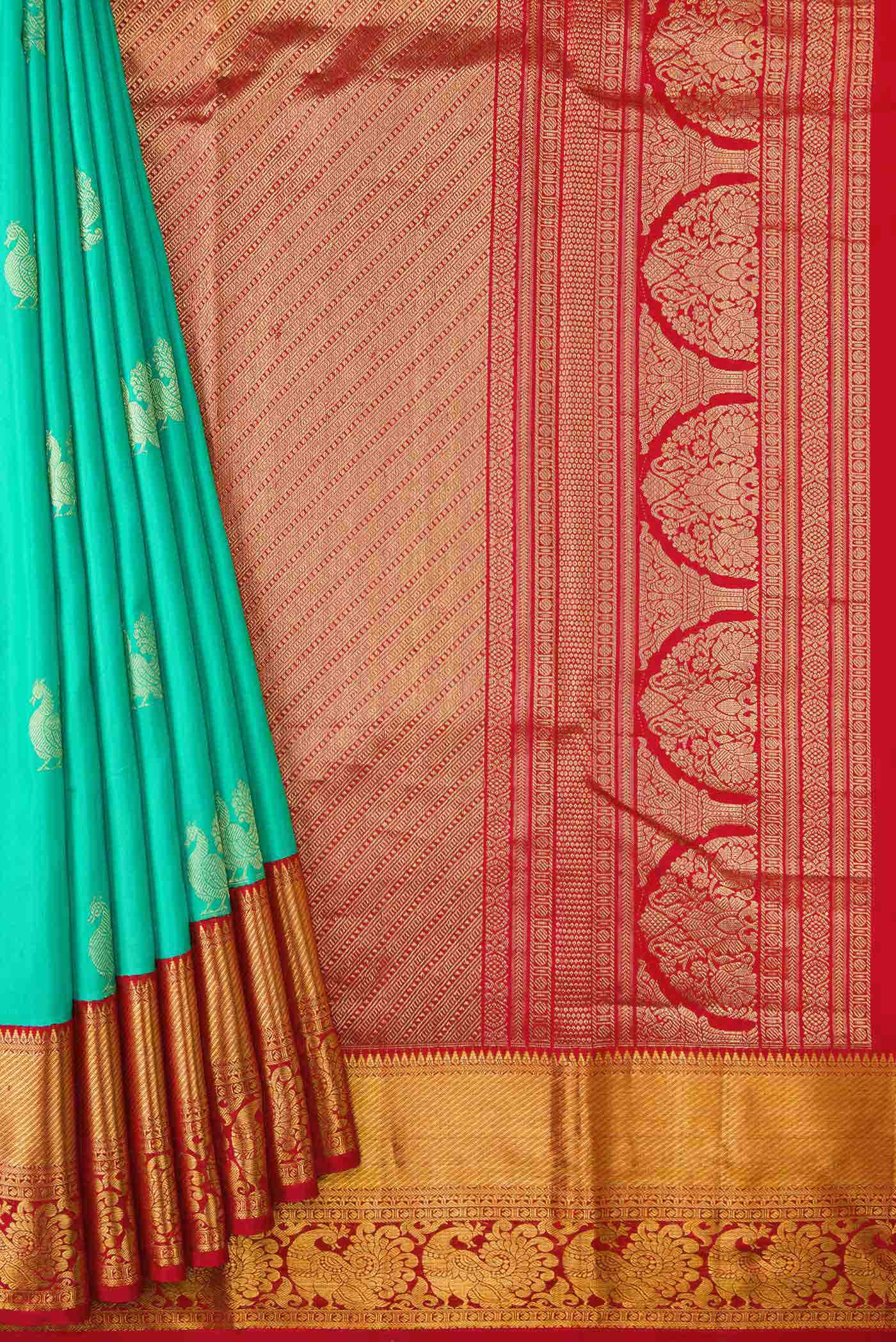 Sea Green Kanjivaram Silk Saree - Image 2