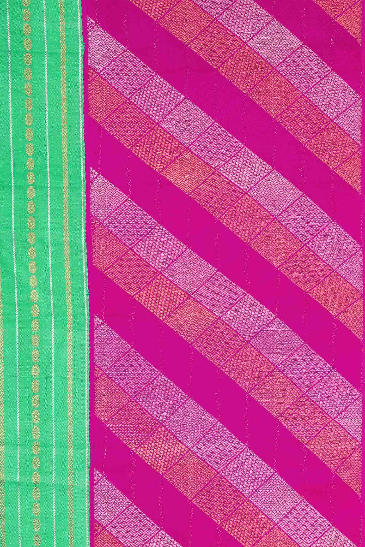 Pure Silk Pure Zari Sea Green Kanjivaram Saree - Image 5