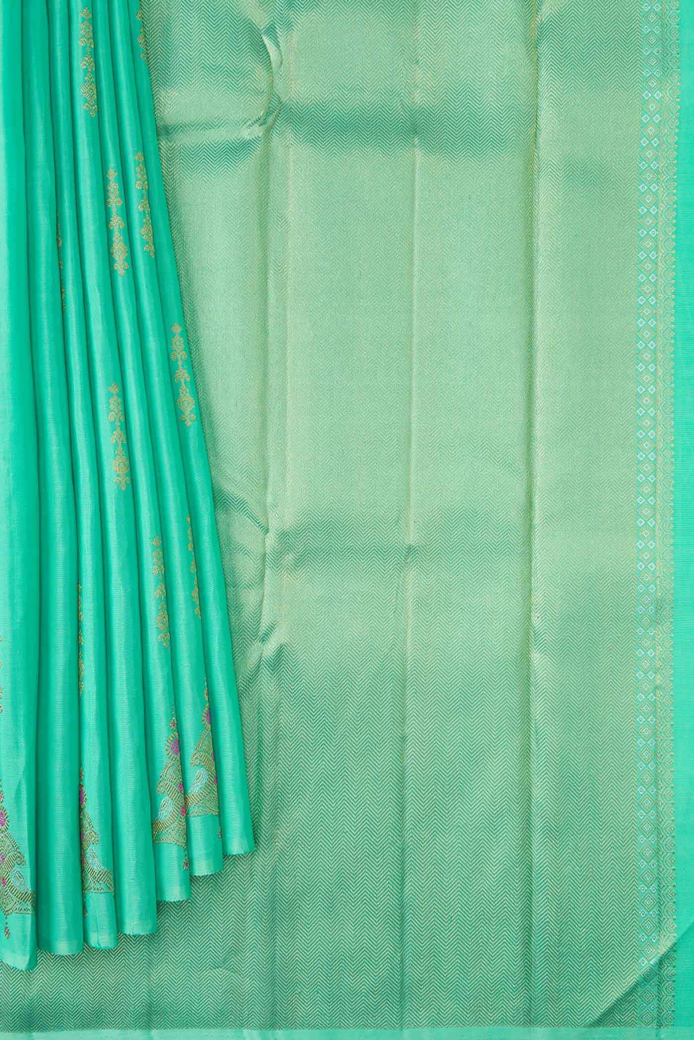 Sea Green Kanjivaram Silk Saree - Image 2