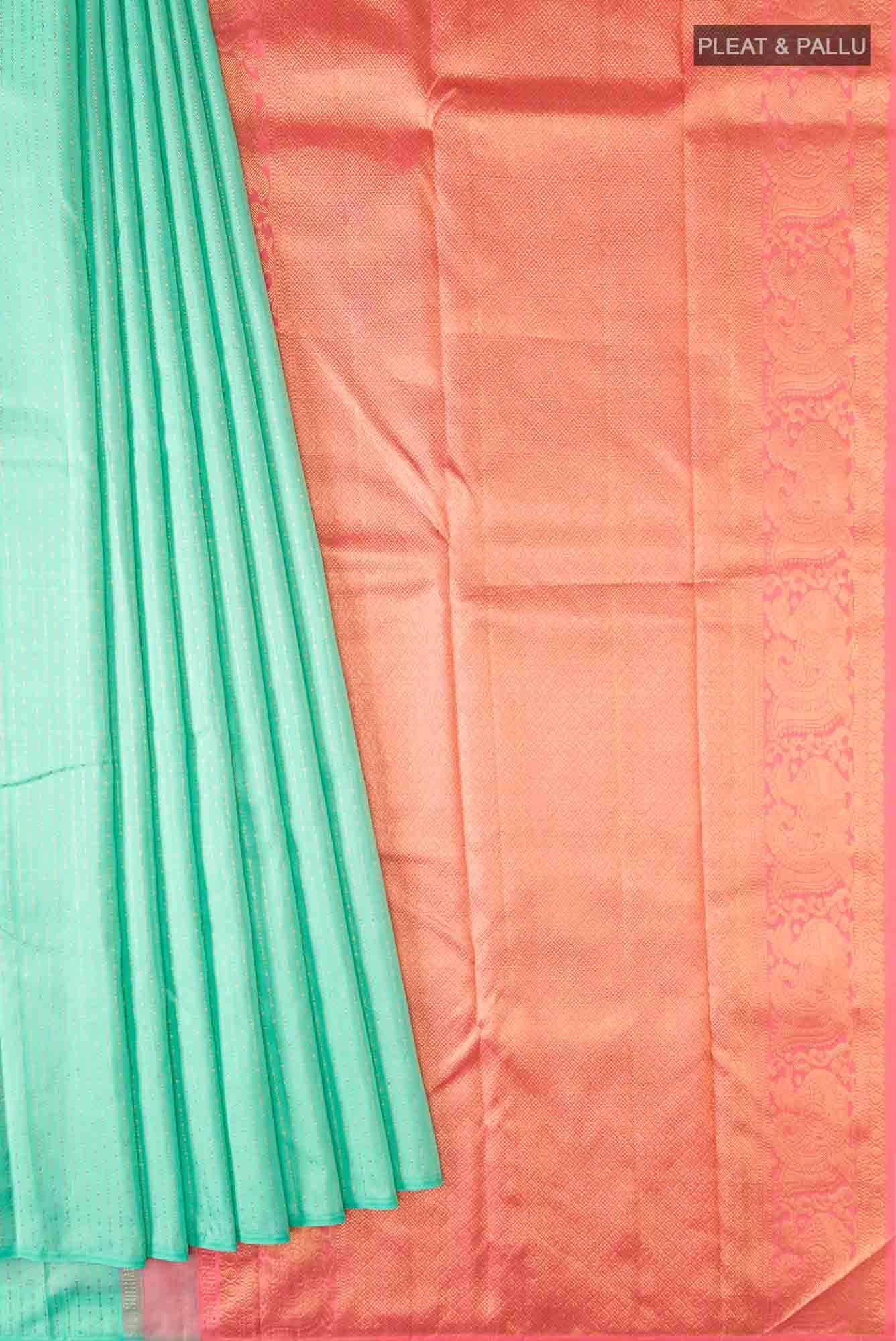 Sea Green Kanchipuram Silk Saree - Image 2