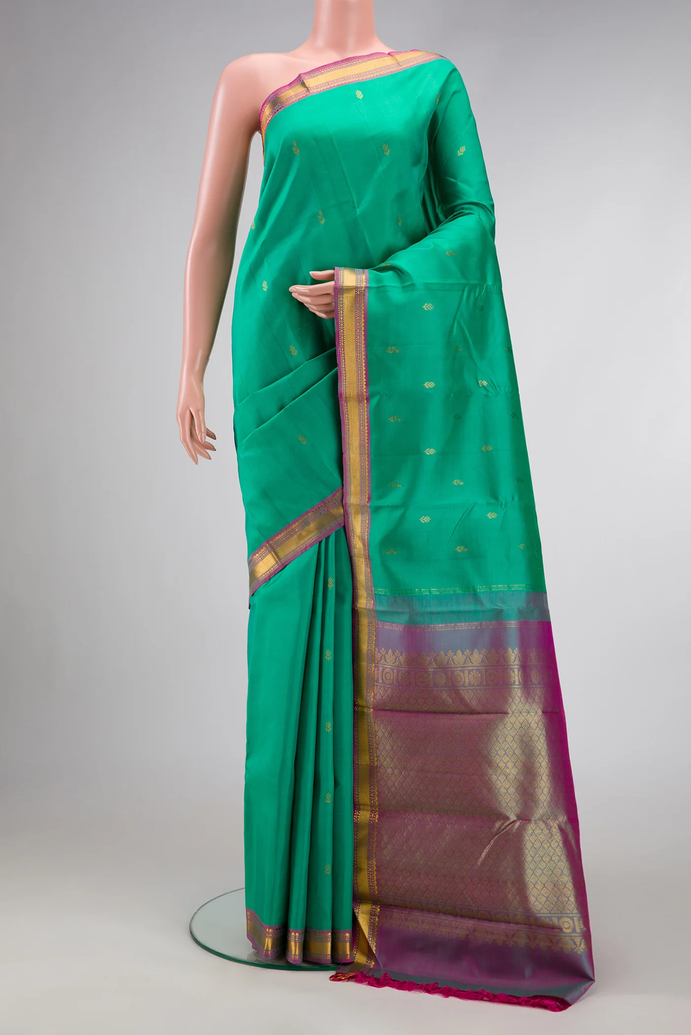 Sea Green Kanchipuram Silk Saree