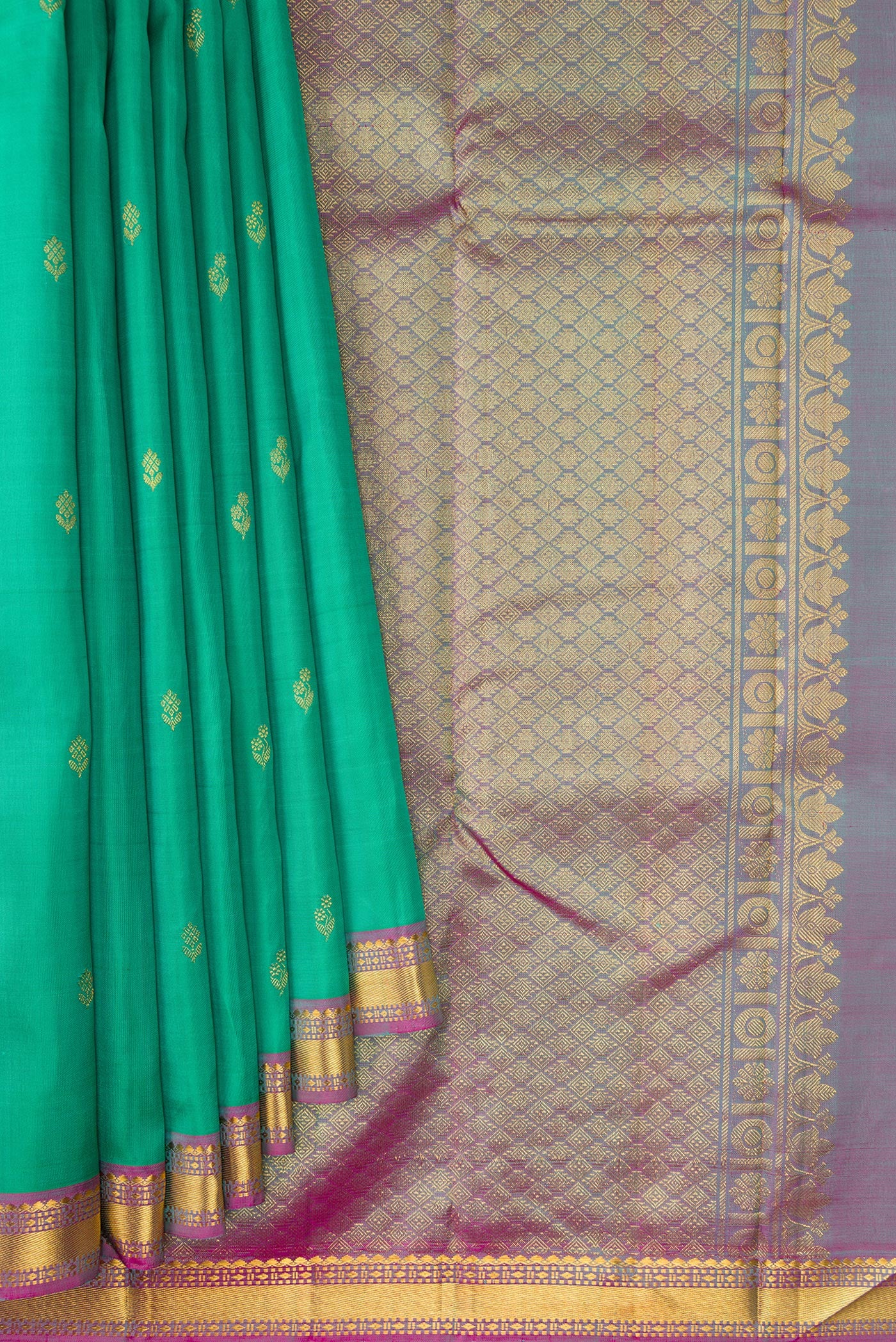 Sea Green Kanchipuram Silk Saree - Image 4
