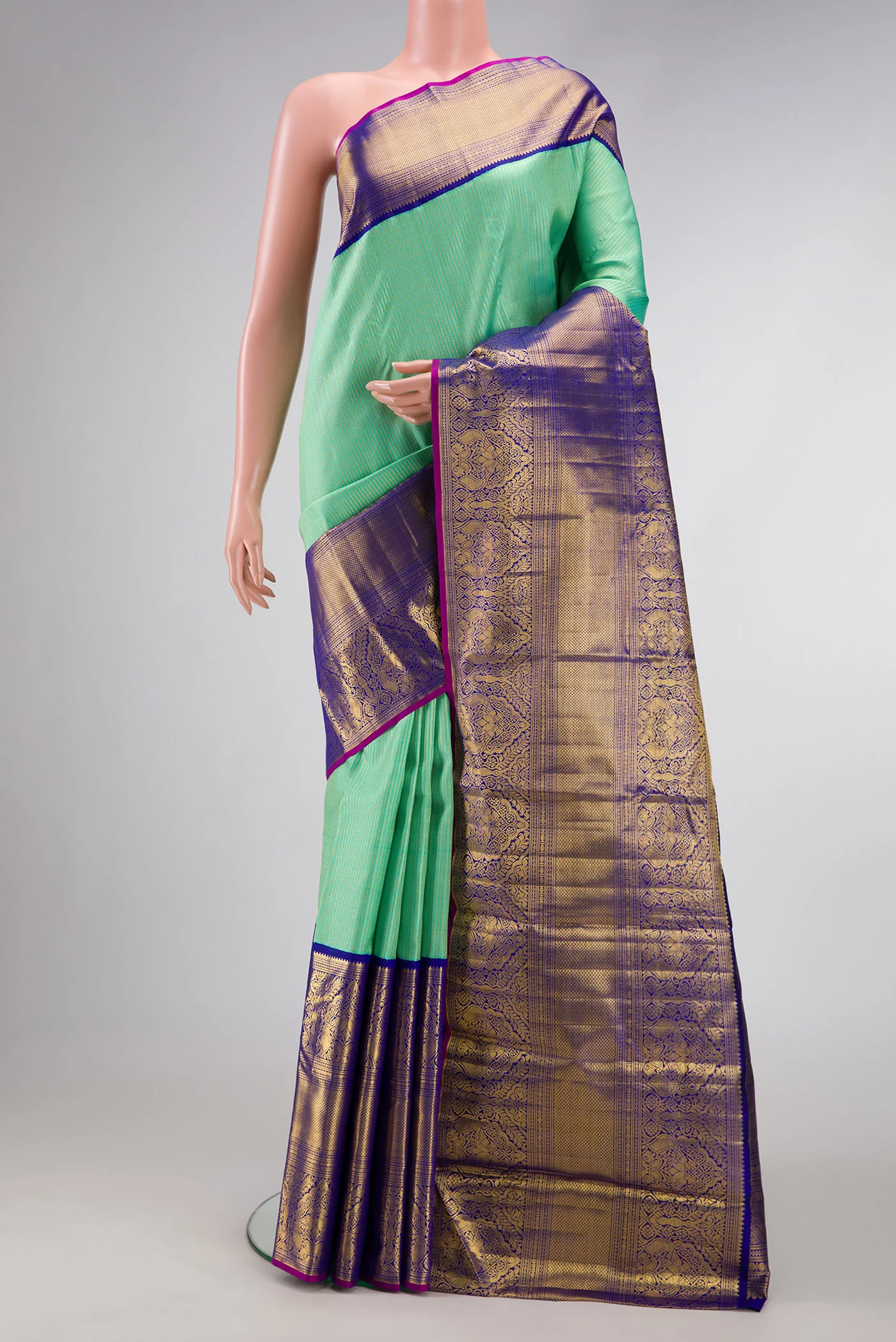 Sea Green Kanchipuram Silk Saree