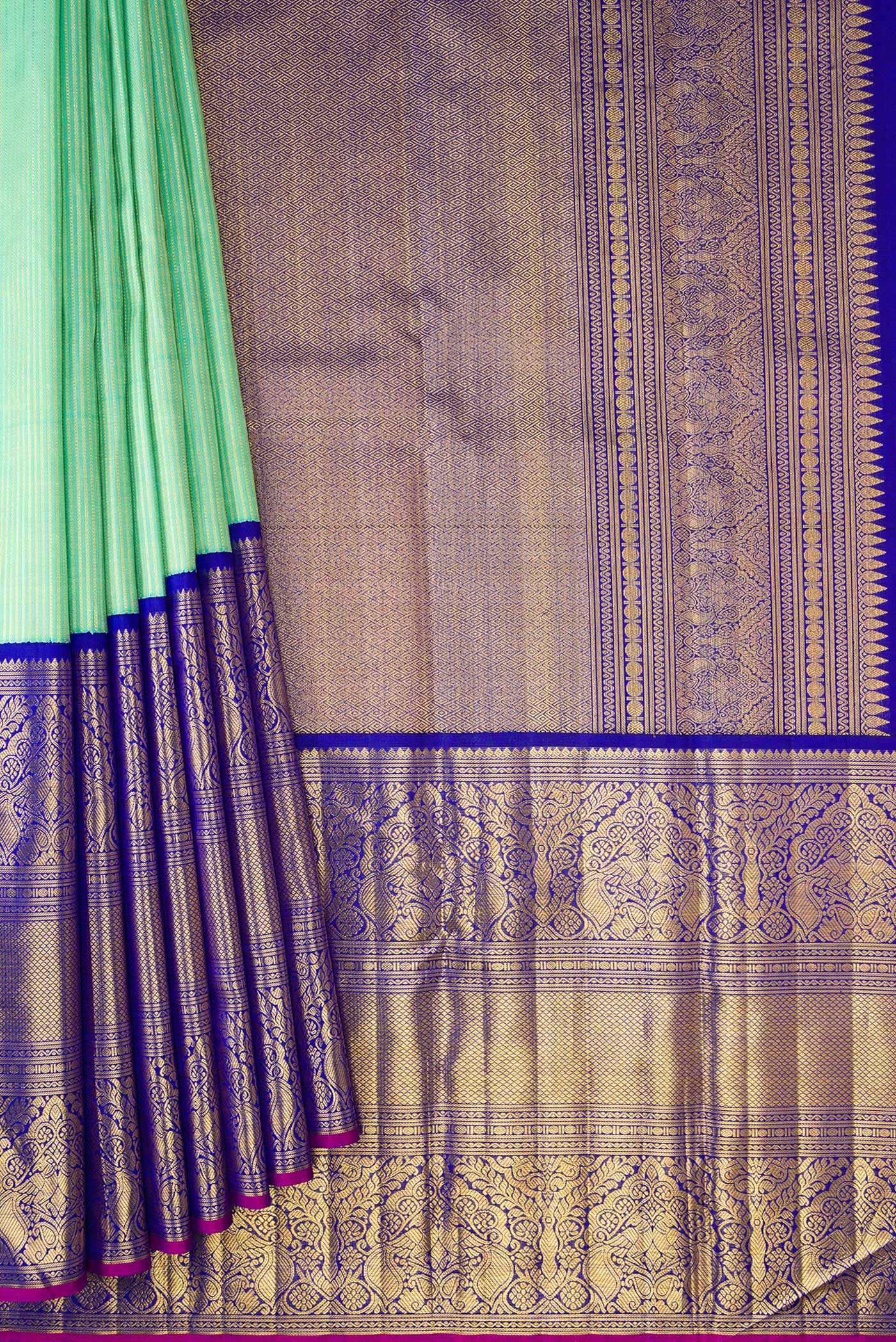 Sea Green Kanchipuram Silk Saree - Image 4